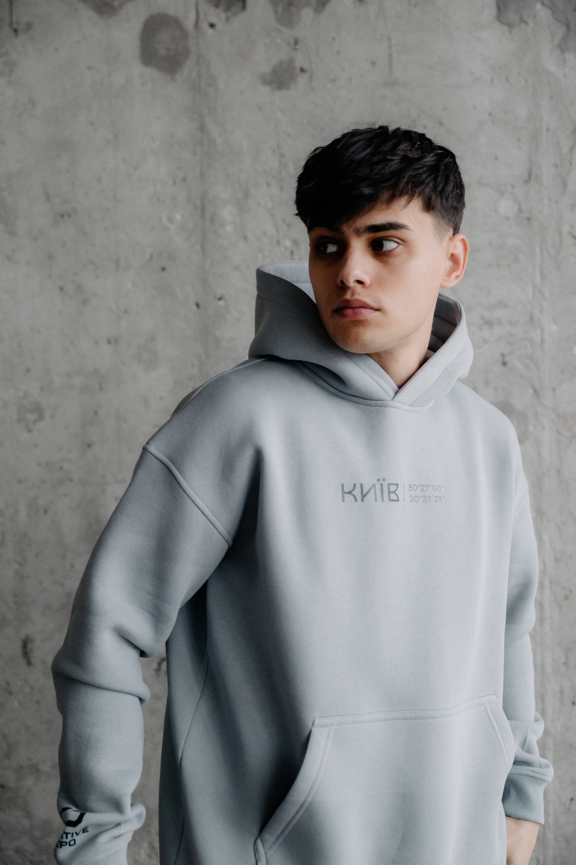 Картинка Худі " Координати Києва" сіре