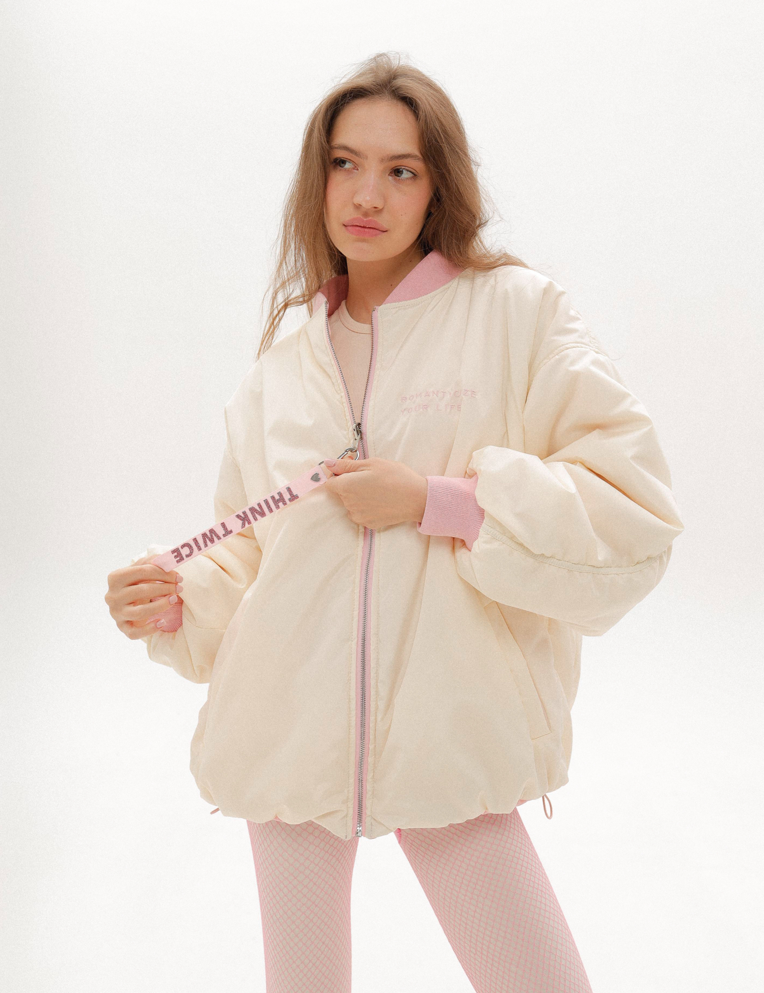 Картинка Куртка рожево-біла двостороння