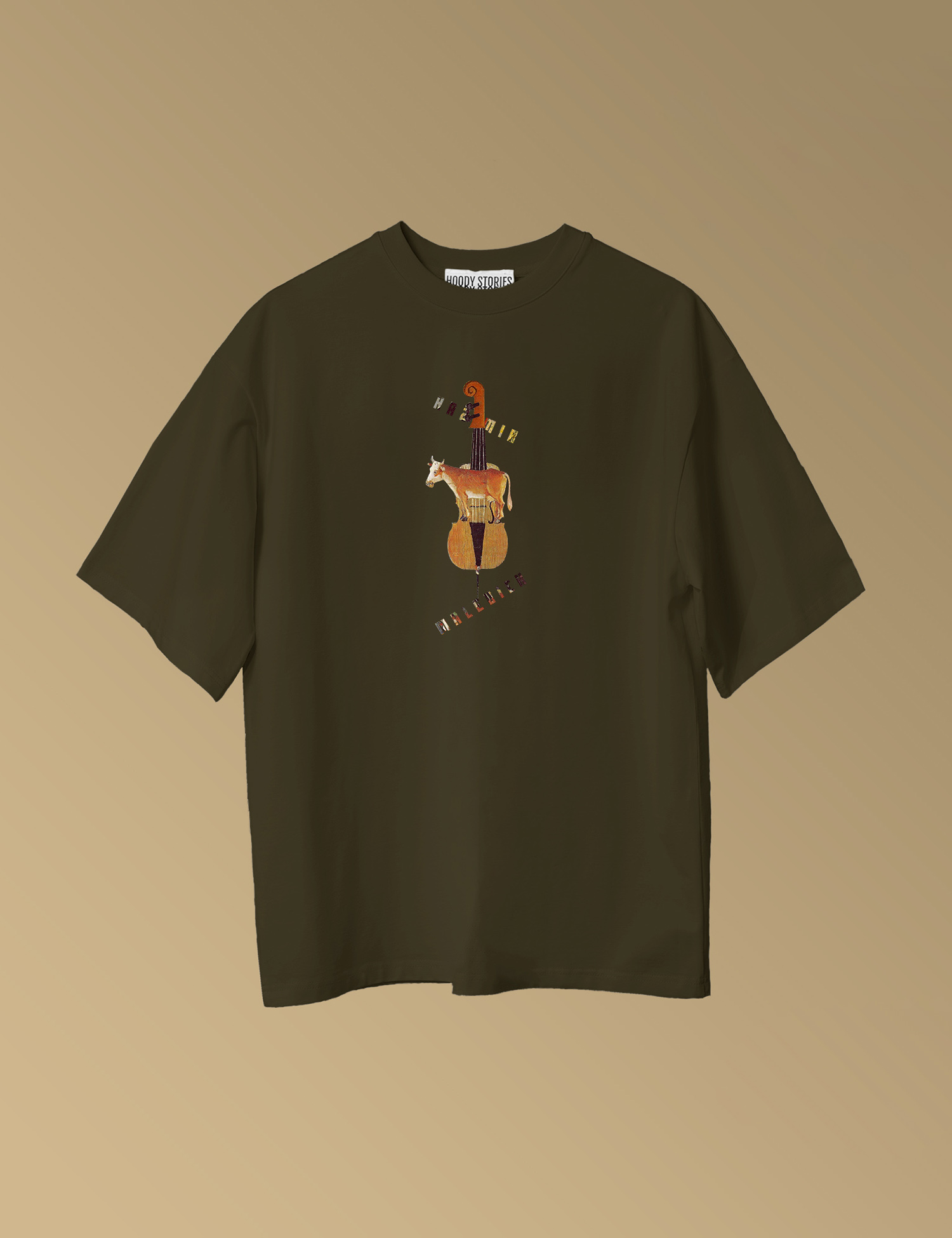 Картинка Футболка "Корова та скрипка" темно-зелена