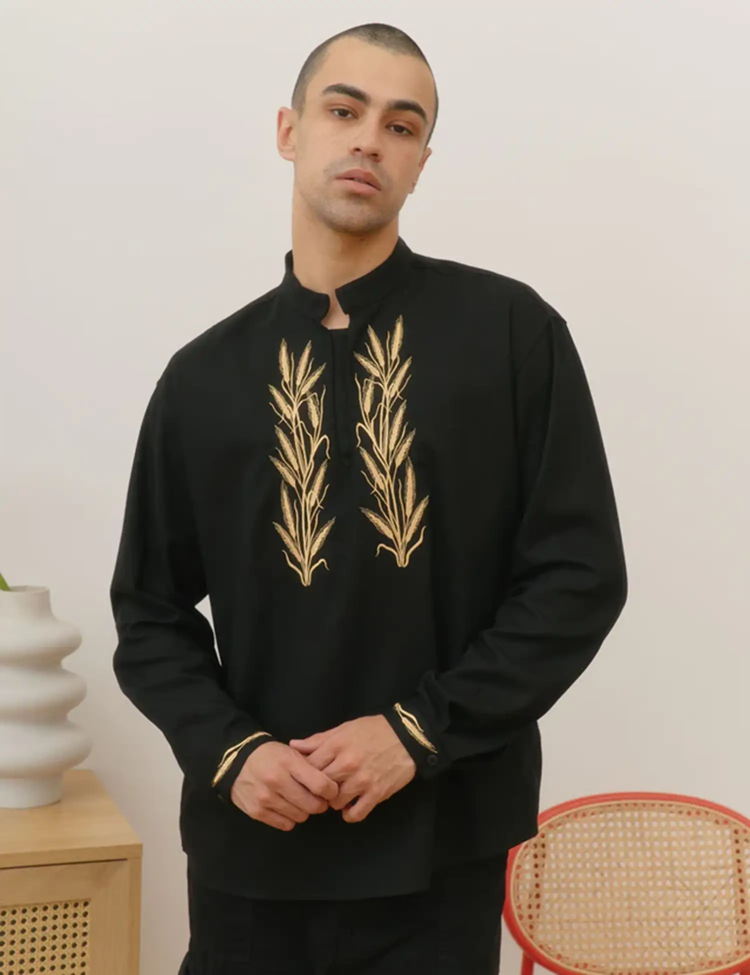 Картинка Вишиванка "Колоски" чорна