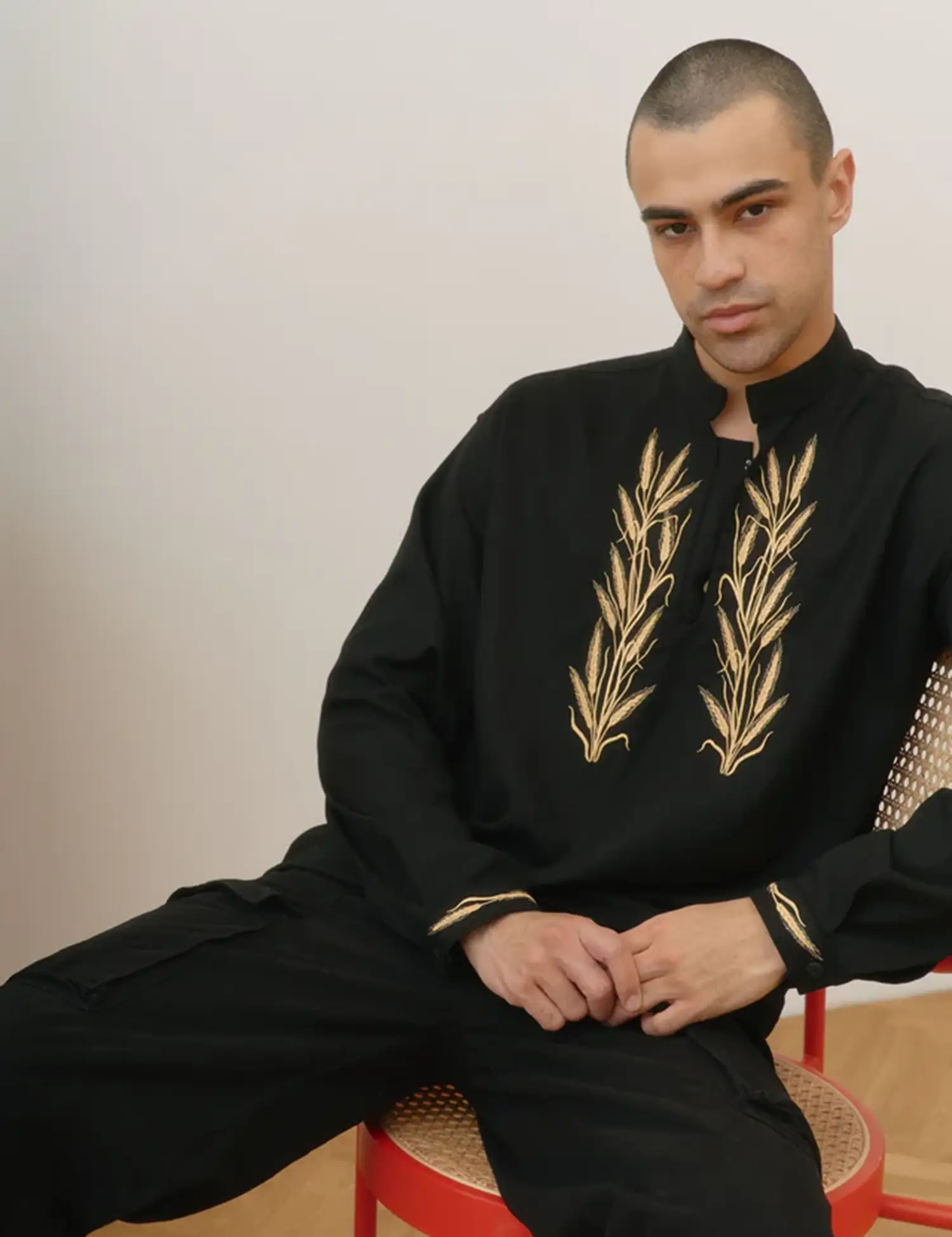 Картинка Вишиванка "Колоски" чорна