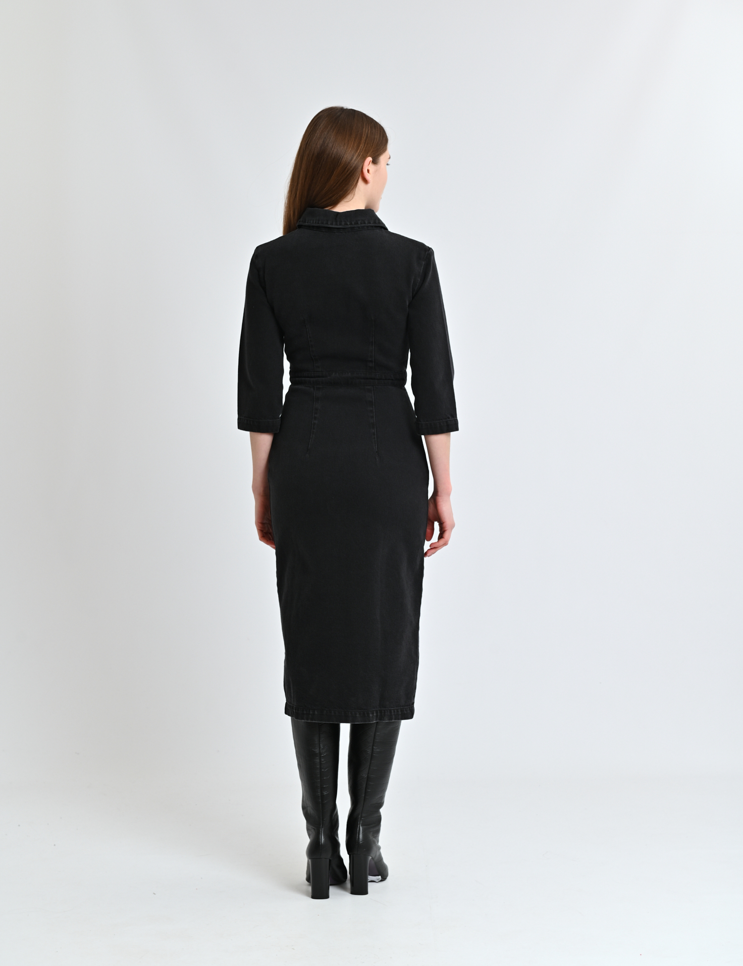 Картинка Сукня міді чорна джинсова