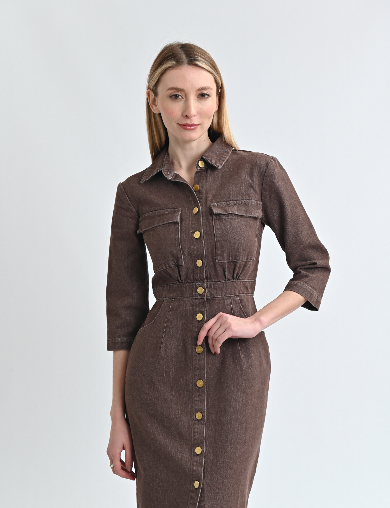 Картинка Сукня міді коричнева джинсова