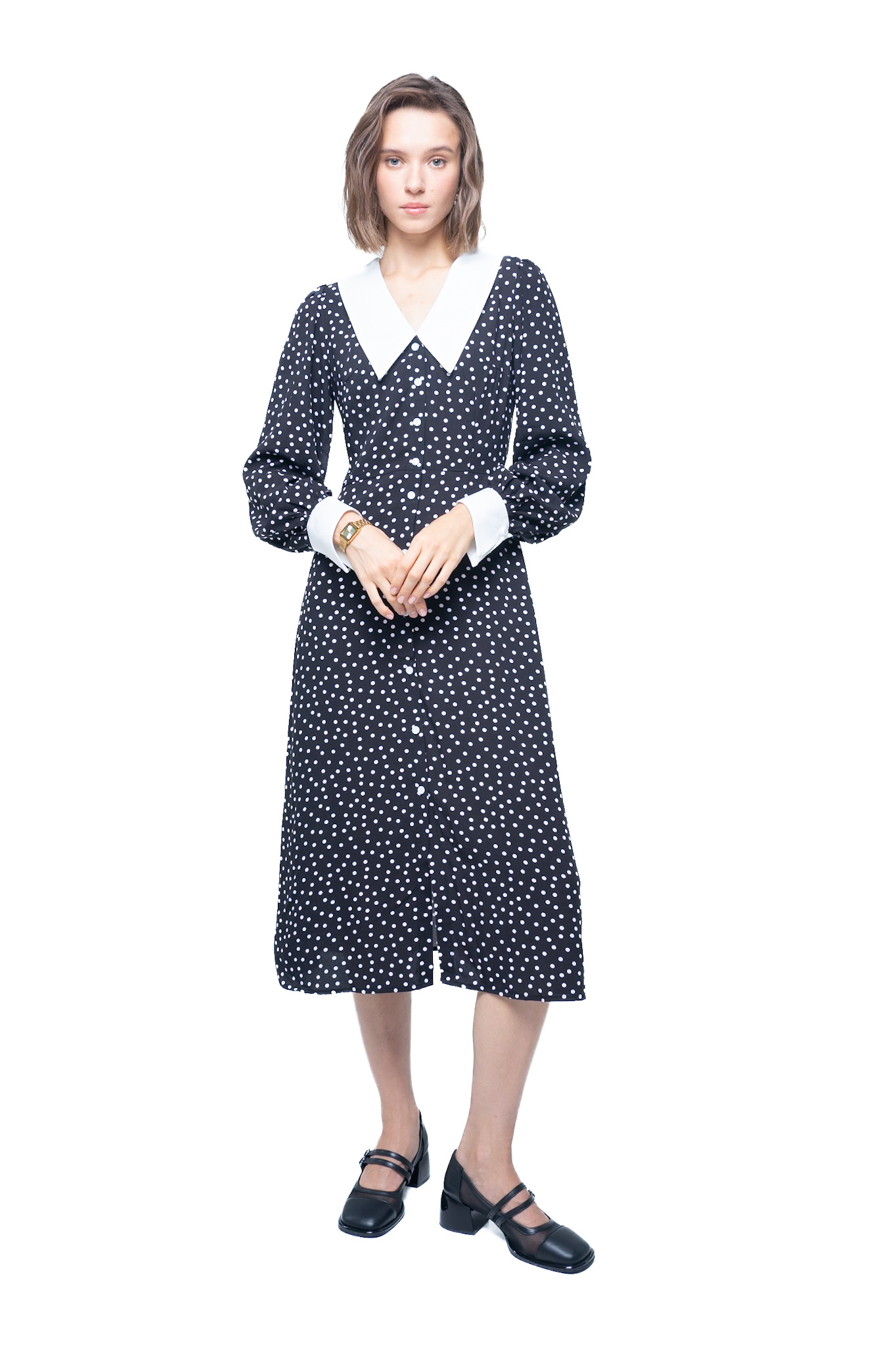 Картинка Сукня міді чорна з принтом