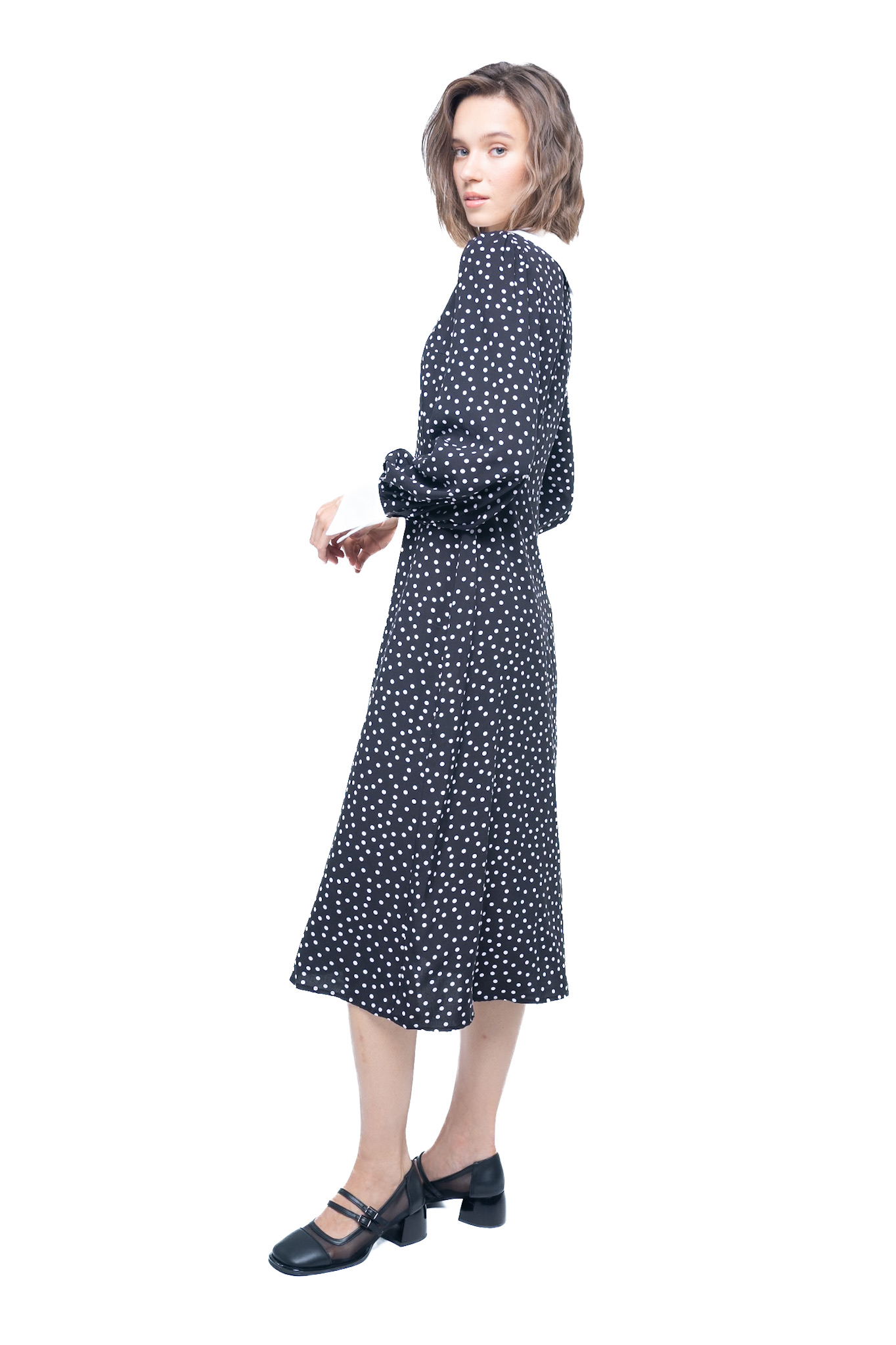 Картинка Сукня міді чорна з принтом