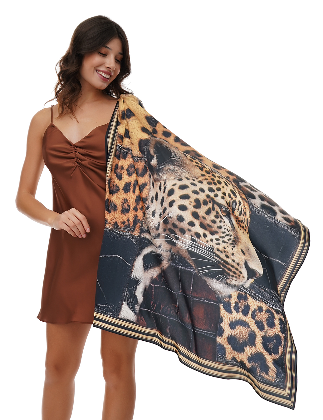 Картинка Хустка бежева з принтом