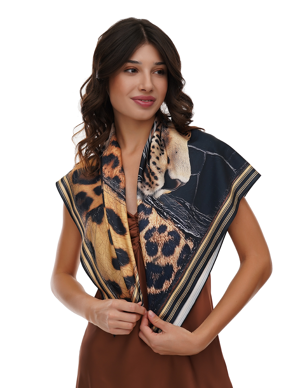 Картинка Хустка бежева з принтом