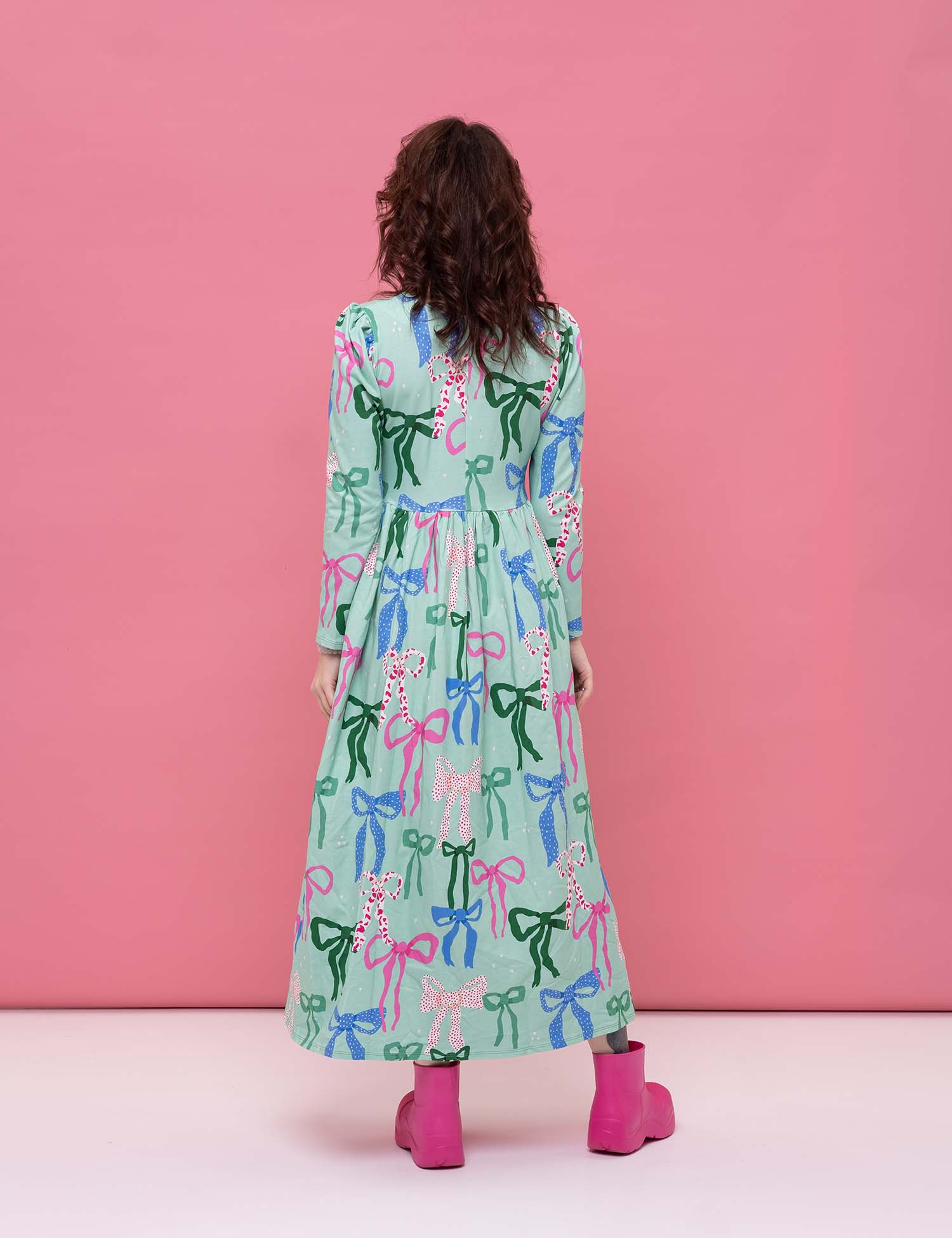 Картинка Сукня міді зелена з принтом