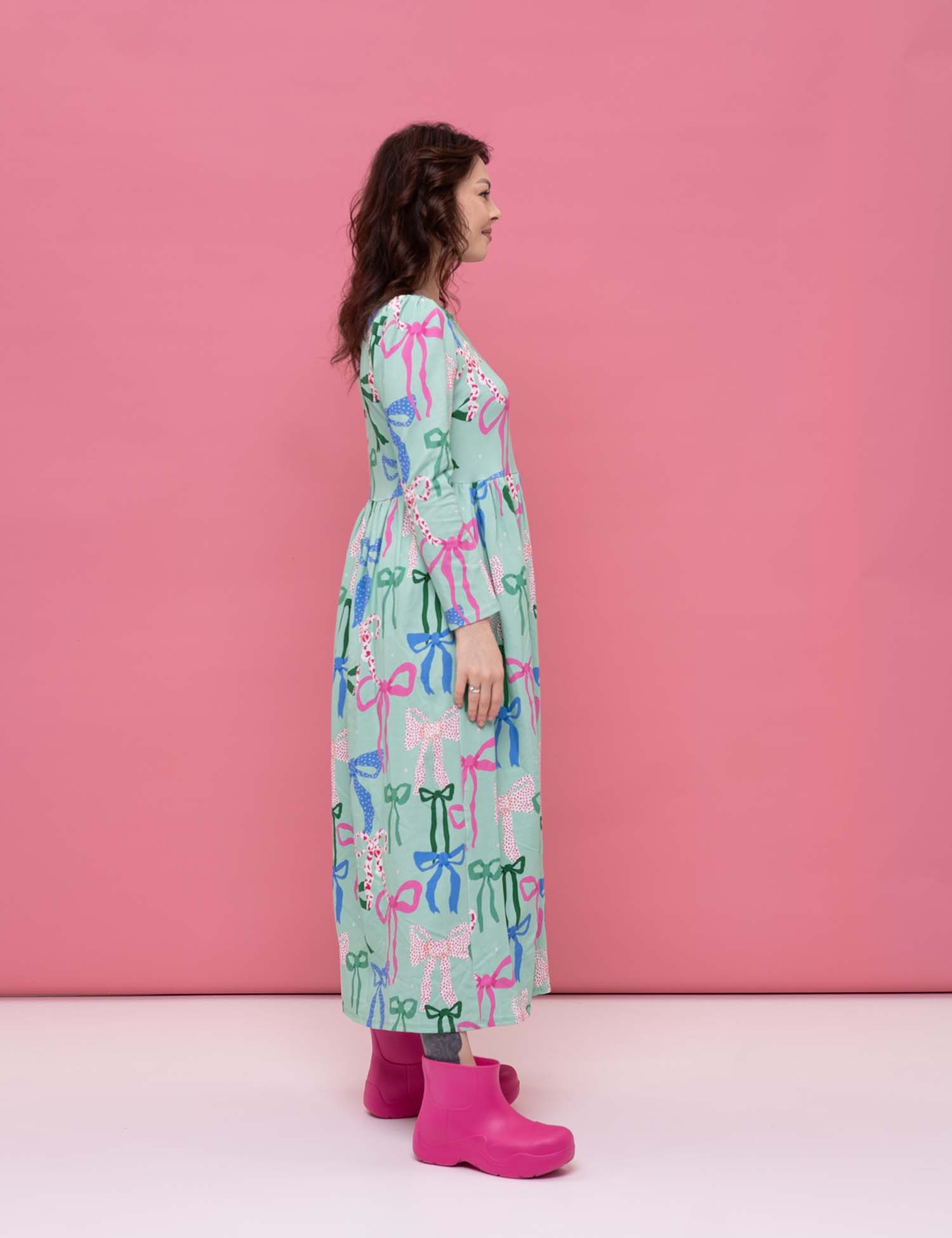 Картинка Сукня міді зелена з принтом