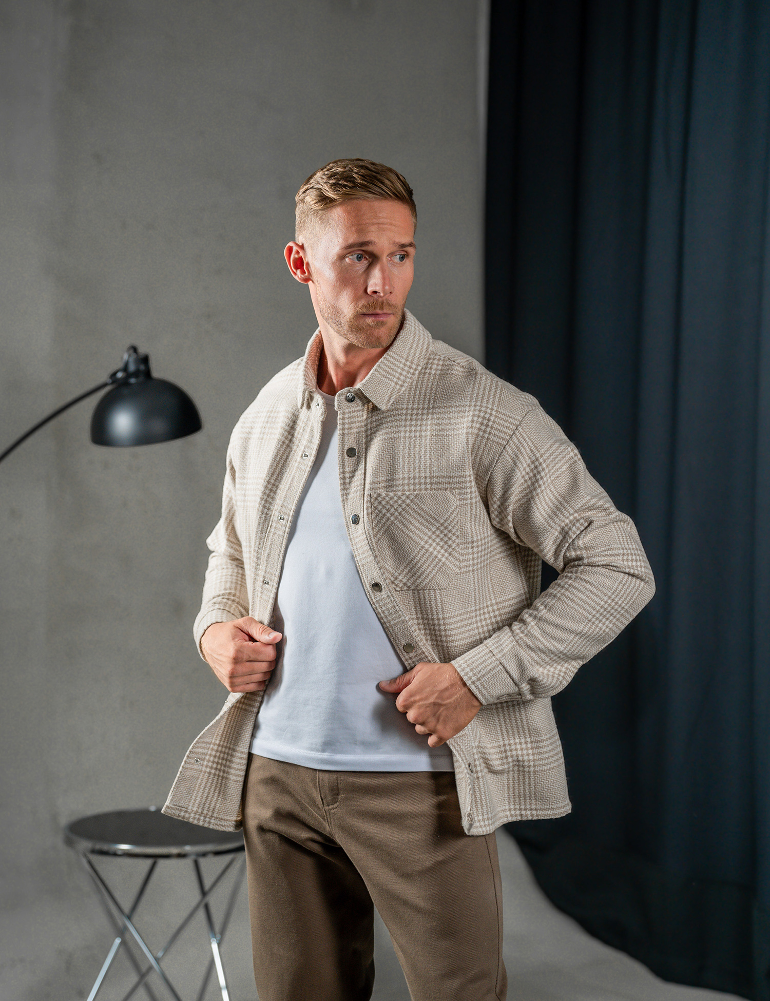 Картинка Сорочка бежева картата