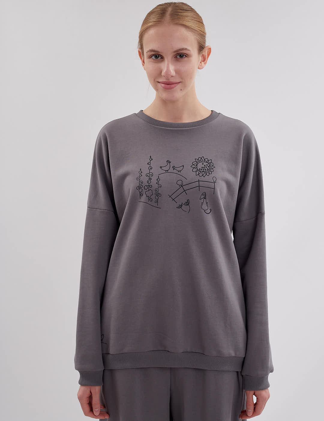 Картинка Світшот сірий з принтом