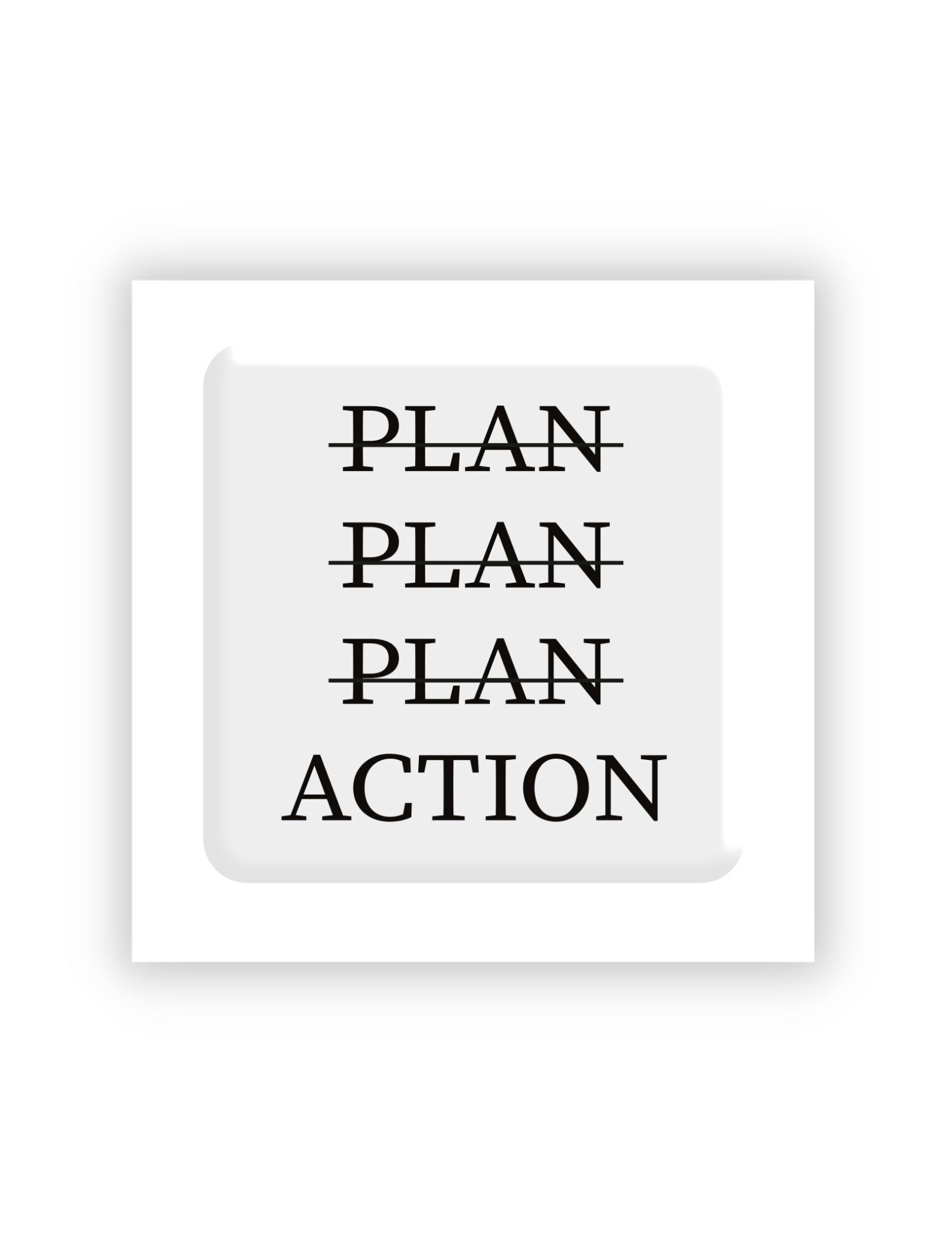 Картинка 3D-стікер із написом Plan Action