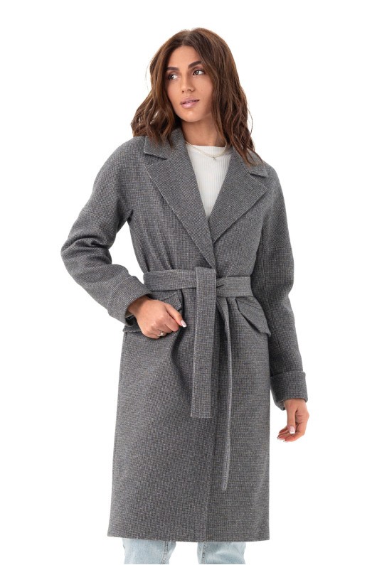 Картинка Пальто сіре з принтом