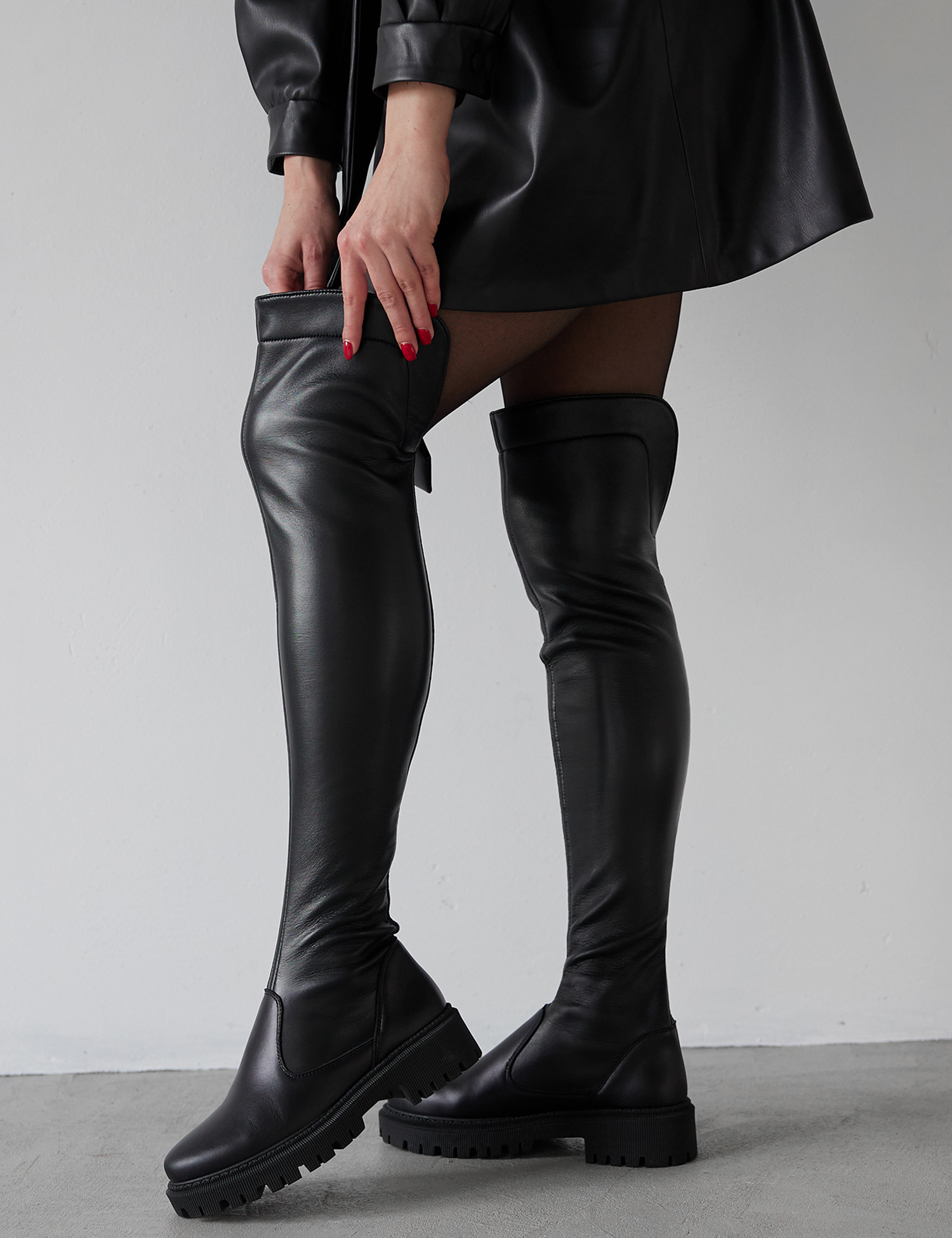 Картинка Ботфорти Slim чорні 