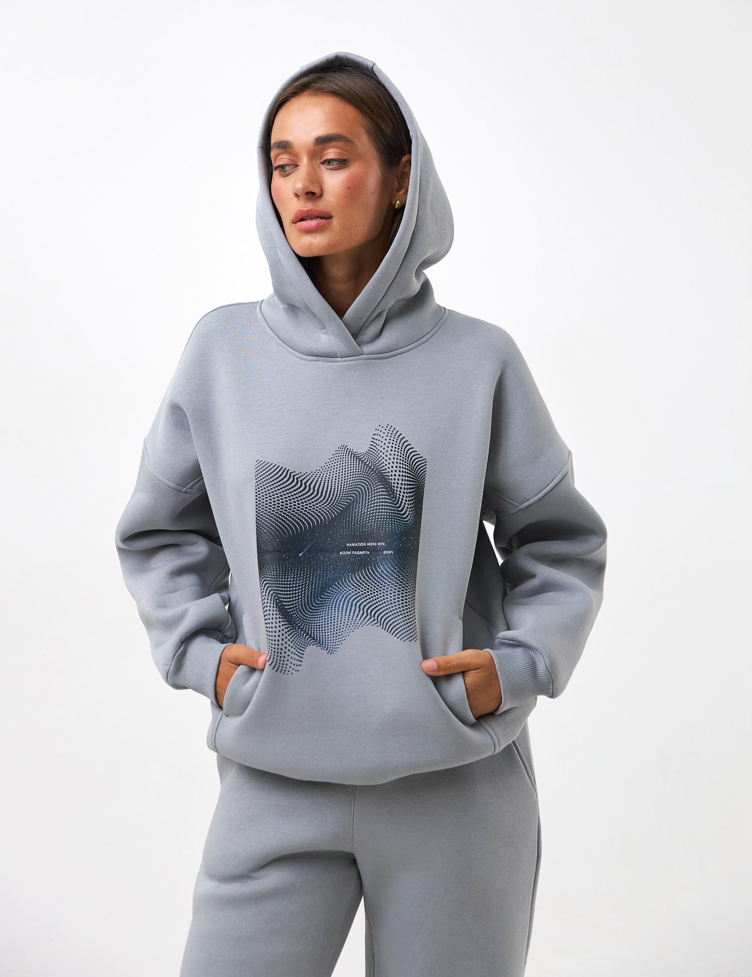 Картинка Худі сіре з принтом