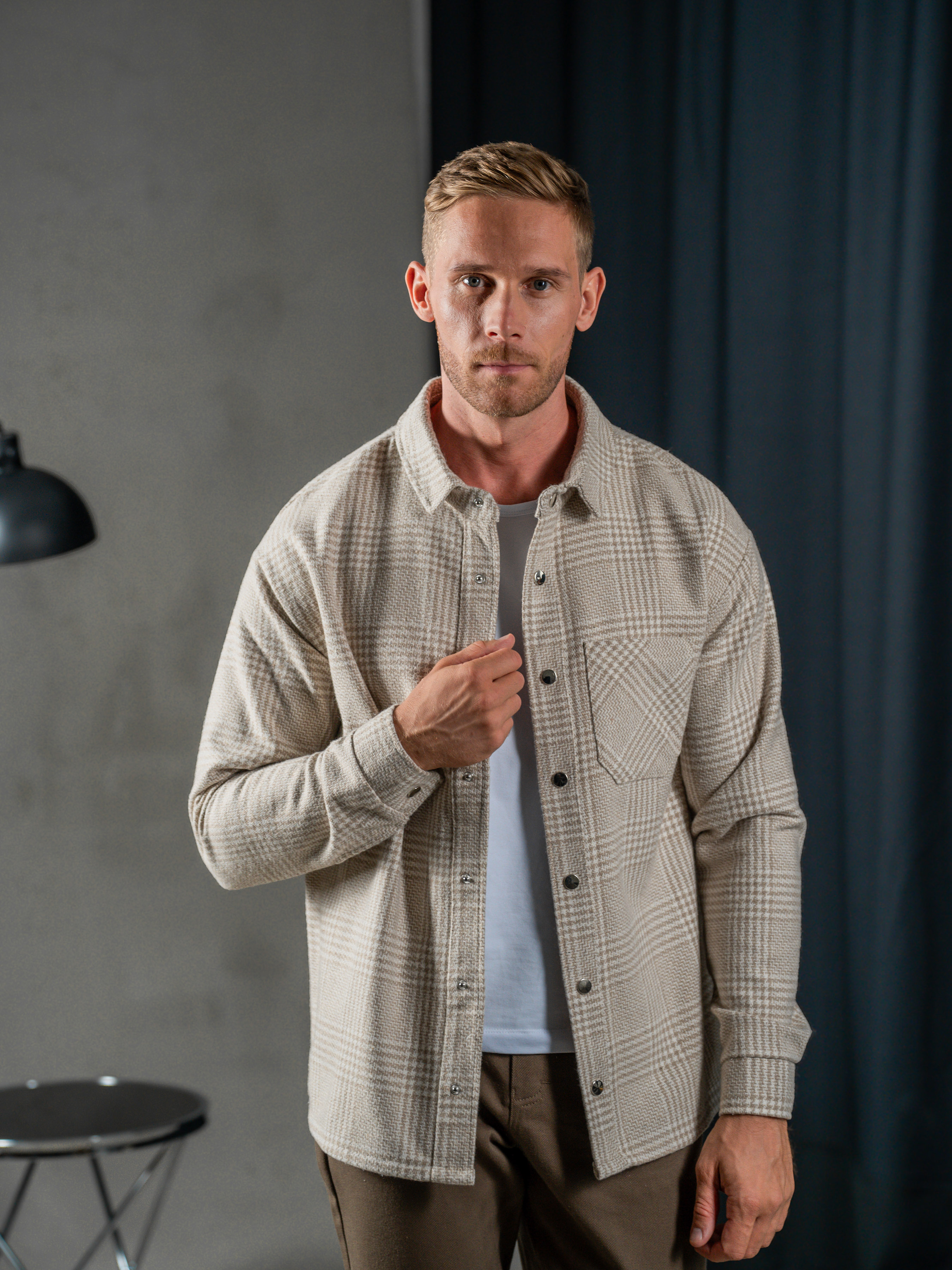 Картинка Сорочка бежева картата