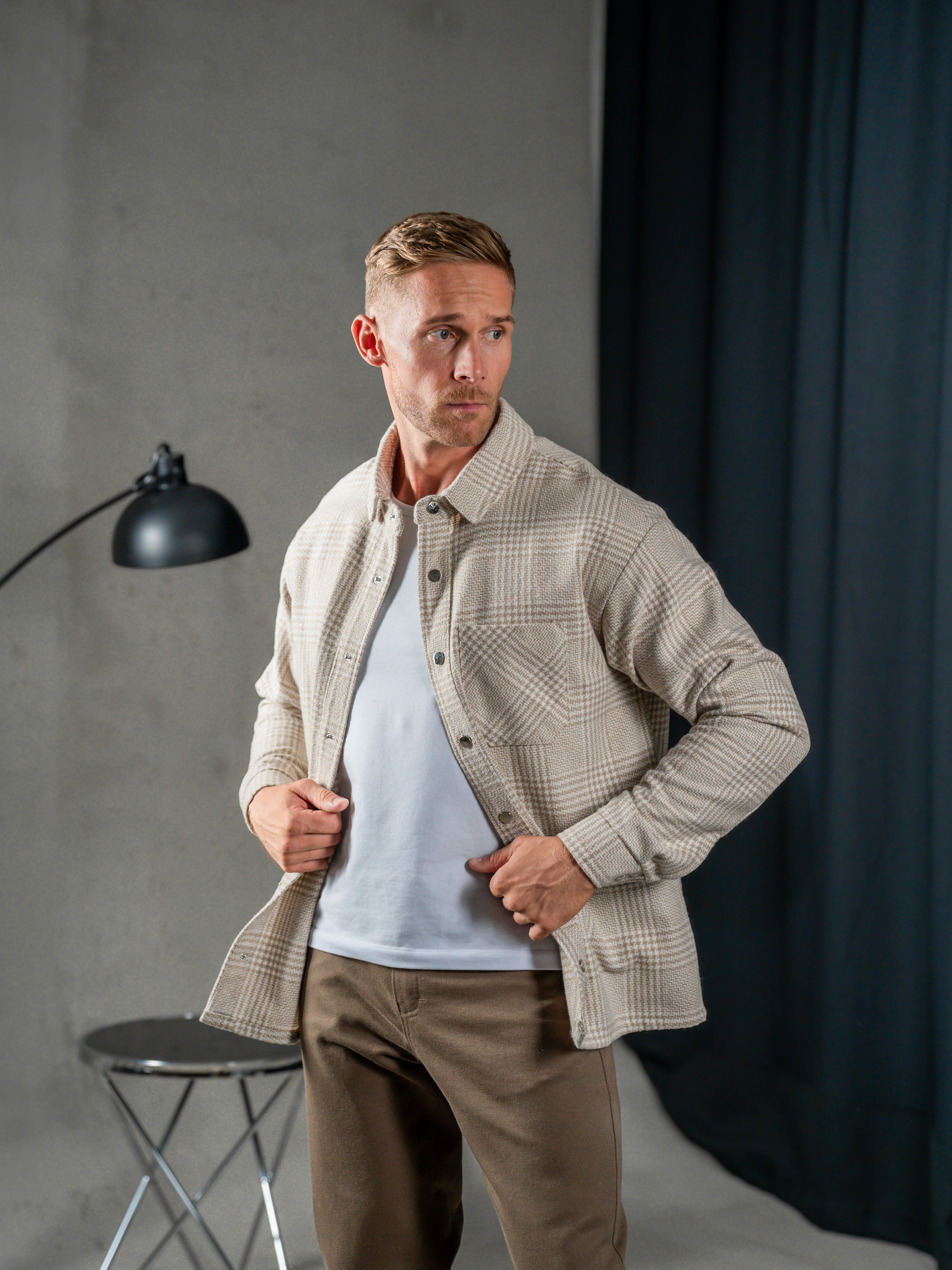 Картинка Сорочка бежева картата