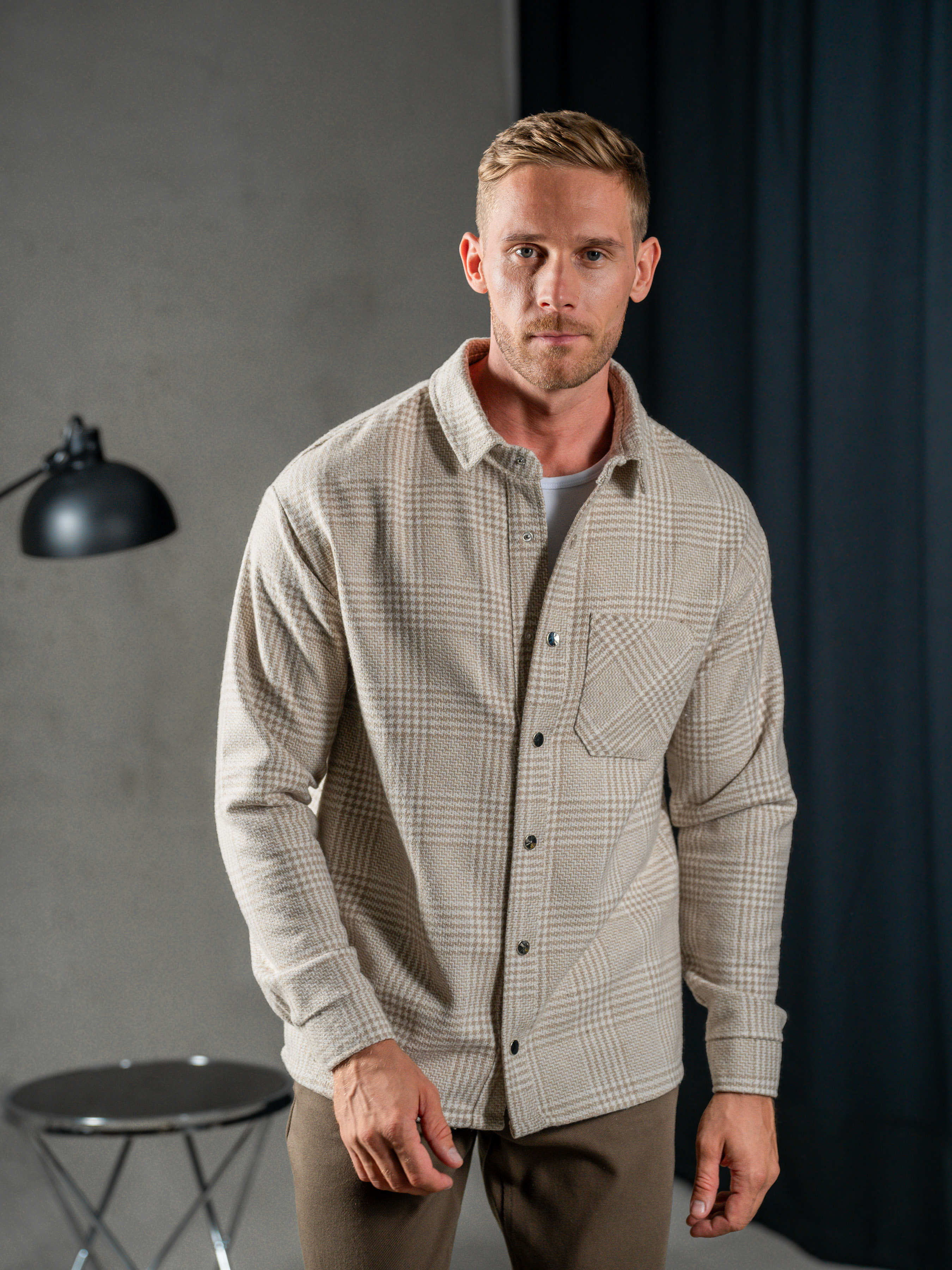 Картинка Сорочка бежева картата