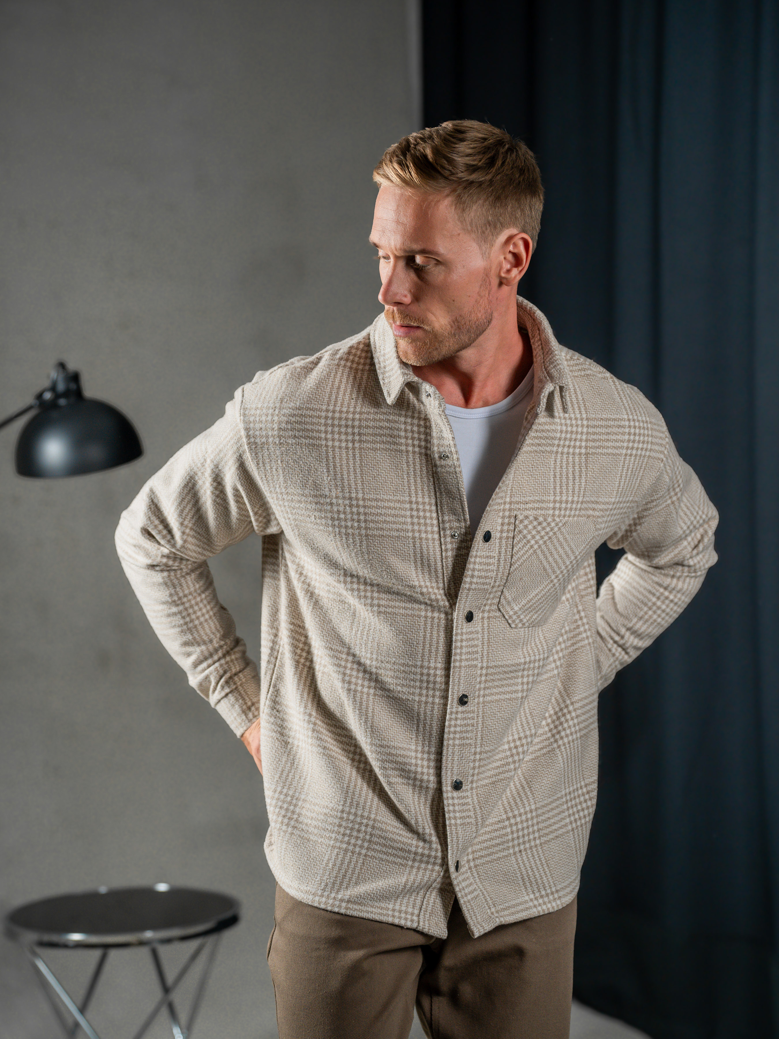 Картинка Сорочка бежева картата