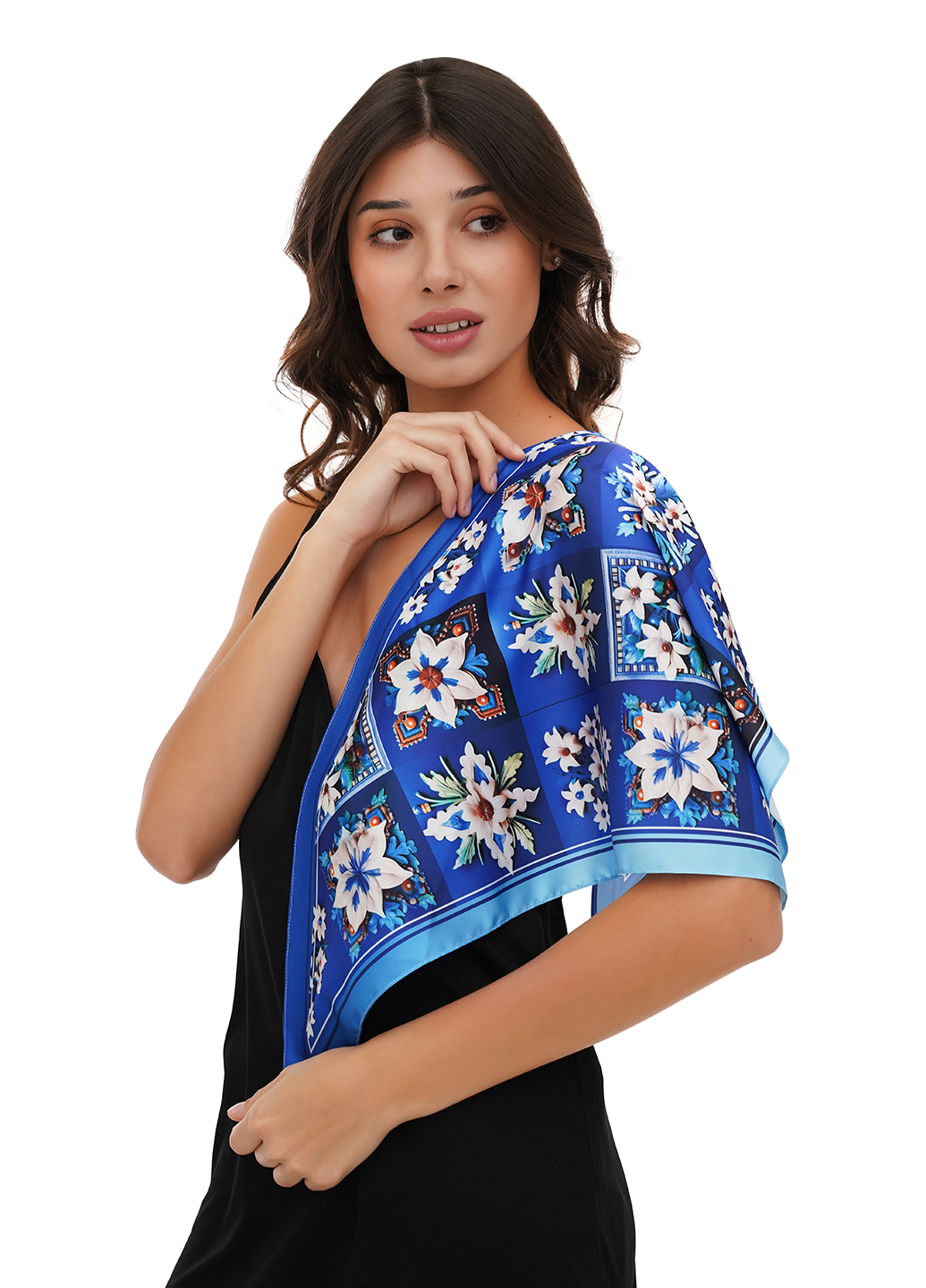 Картинка Хустка синя з принтом