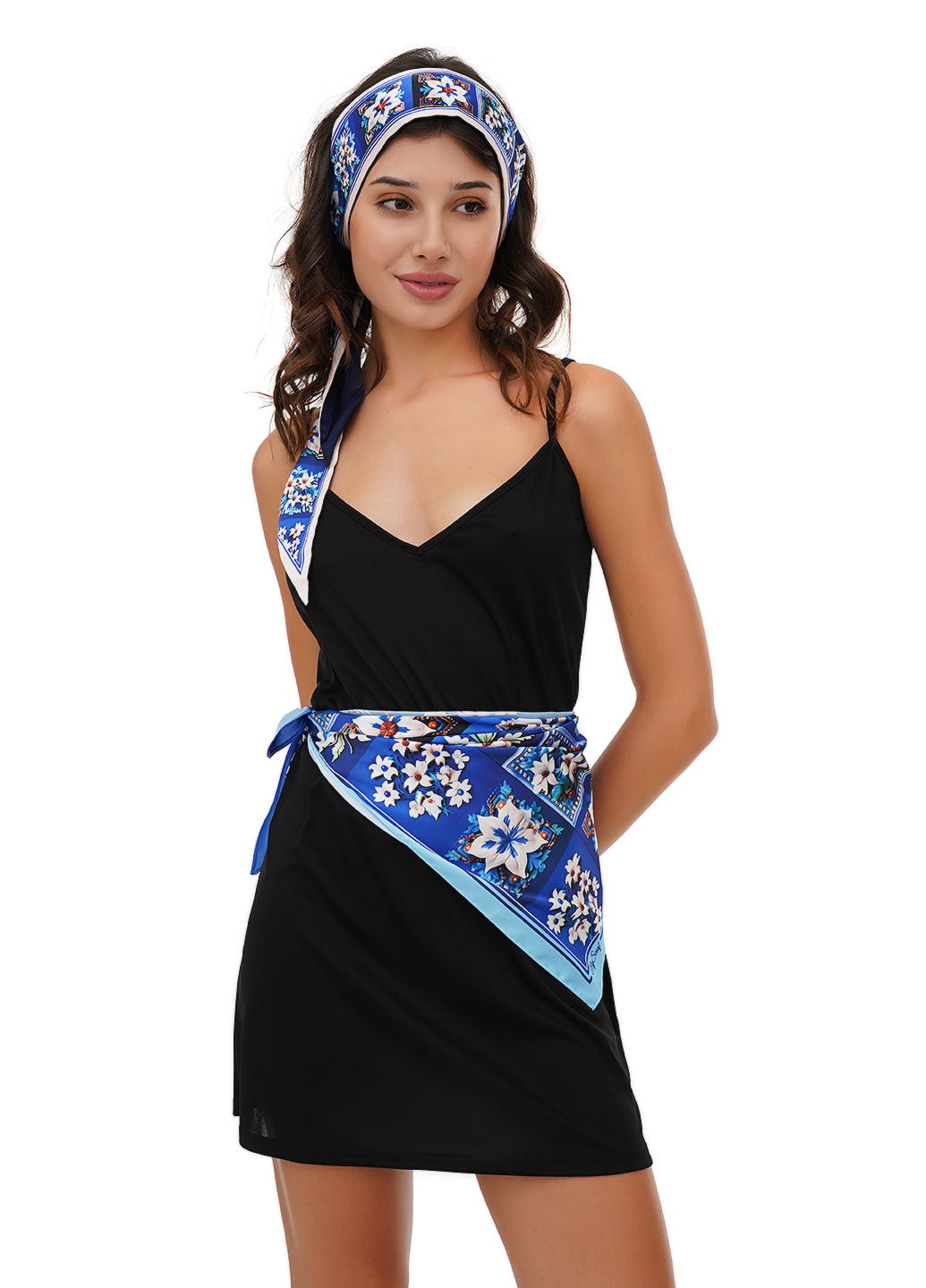 Картинка Хустка синя з принтом