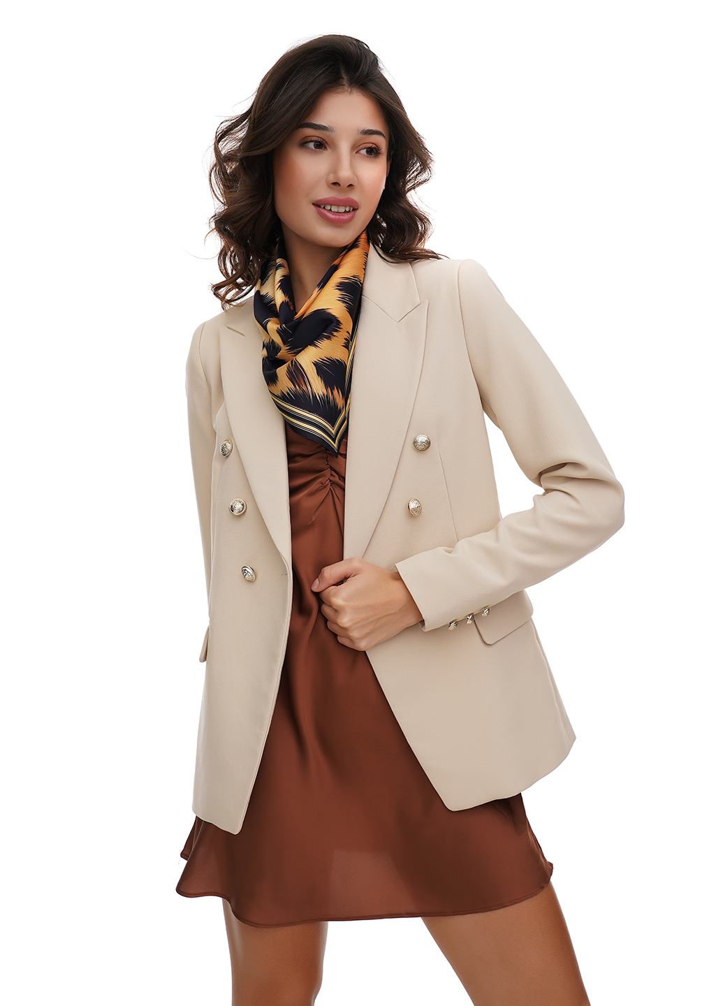 Картинка Хустка коричнева з принтом