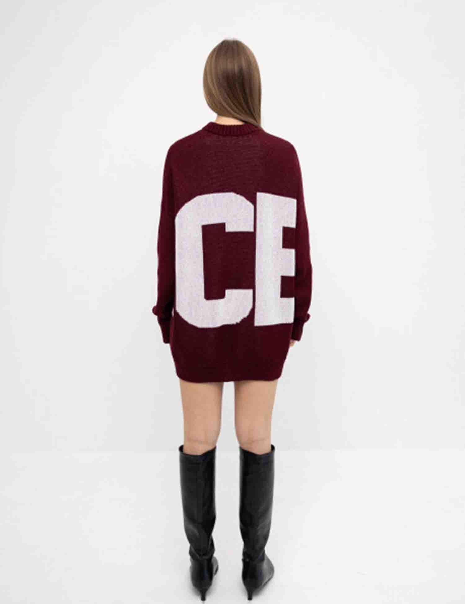 Картинка Светр бордовий з принтом