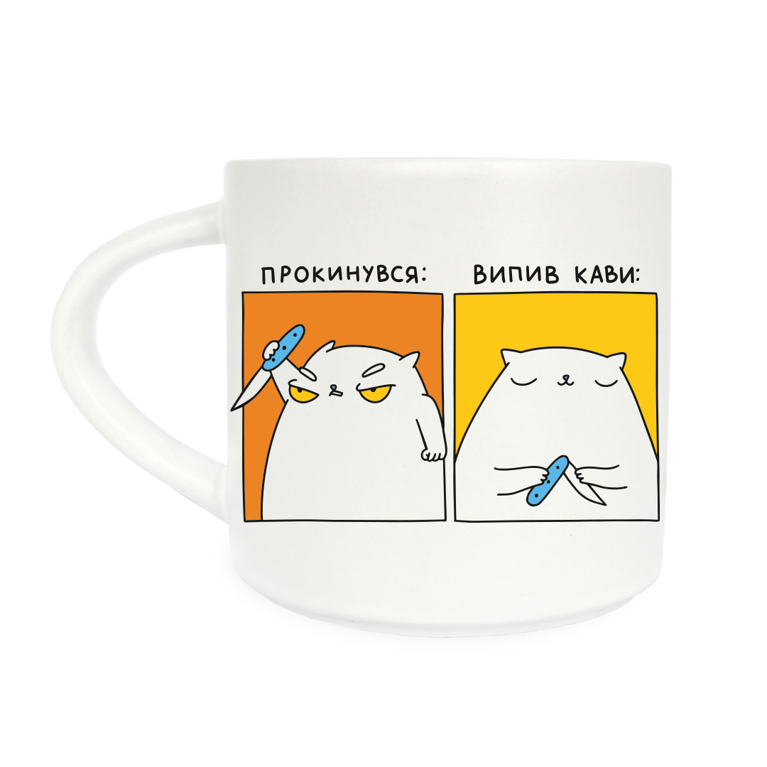 Картинка Чашка «Кіт-кавоман" біла, 400 мл