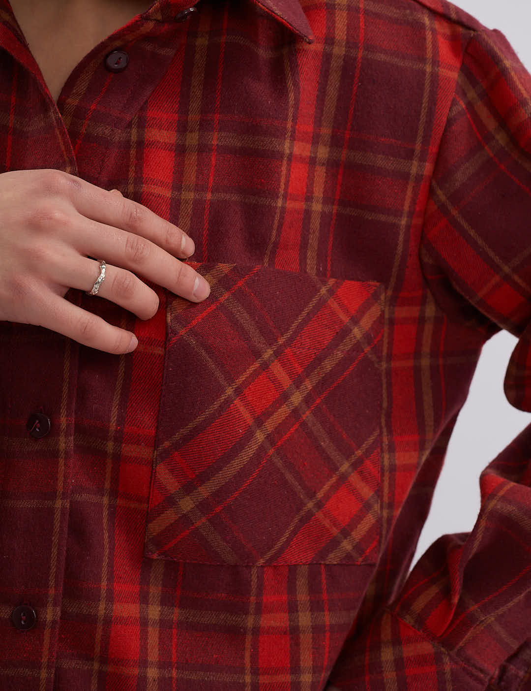 Картинка Сорочка бордова картата