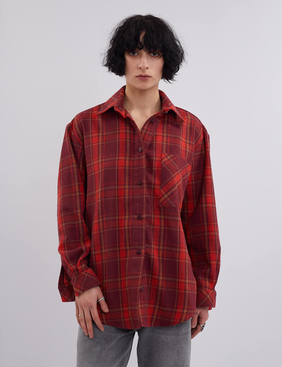 Картинка Сорочка бордова картата