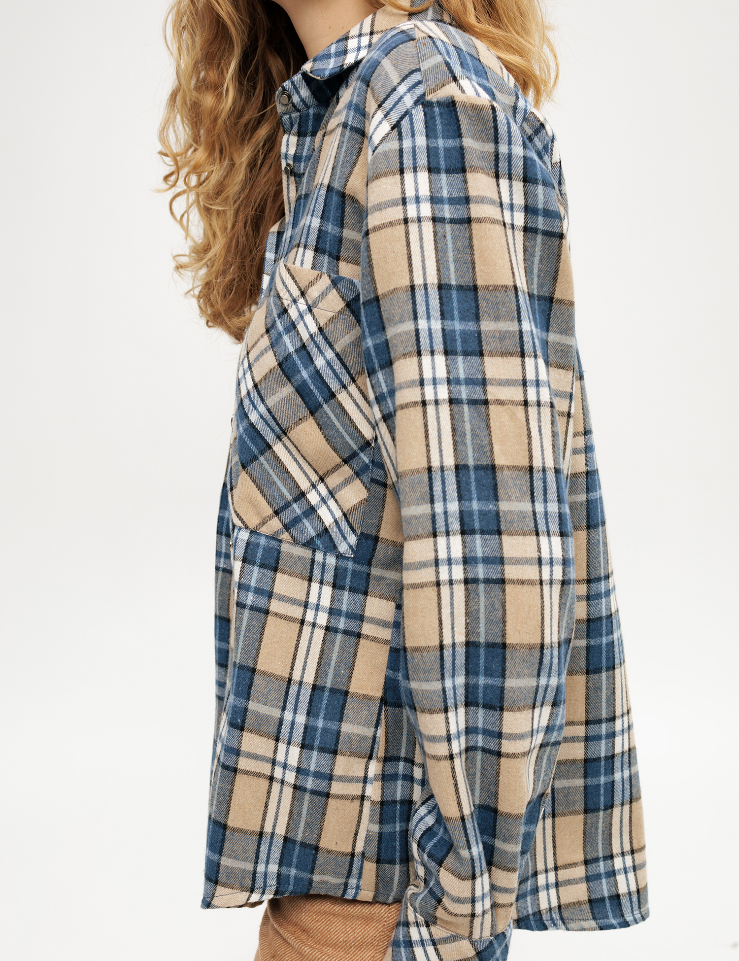 Картинка Сорочка синьо-бежева картата