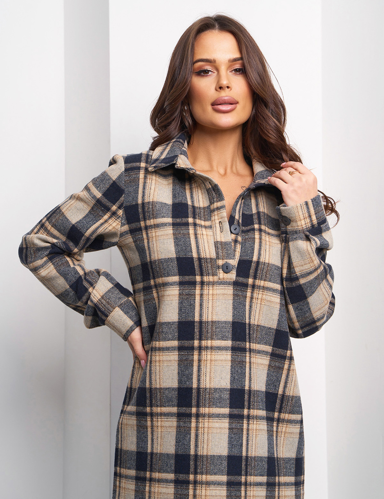 Картинка Сукня міді картата