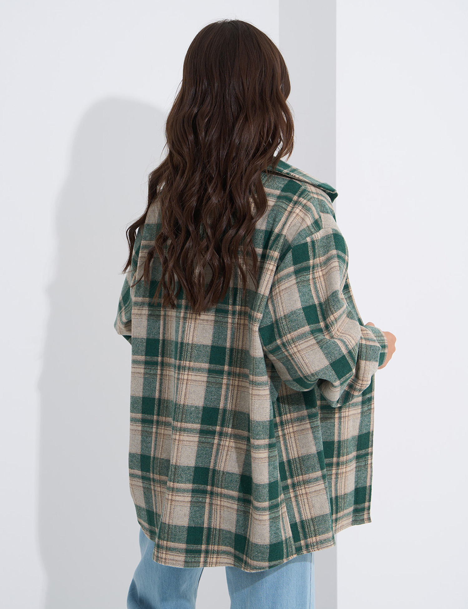 Картинка Сорочка зелено-бежева картата