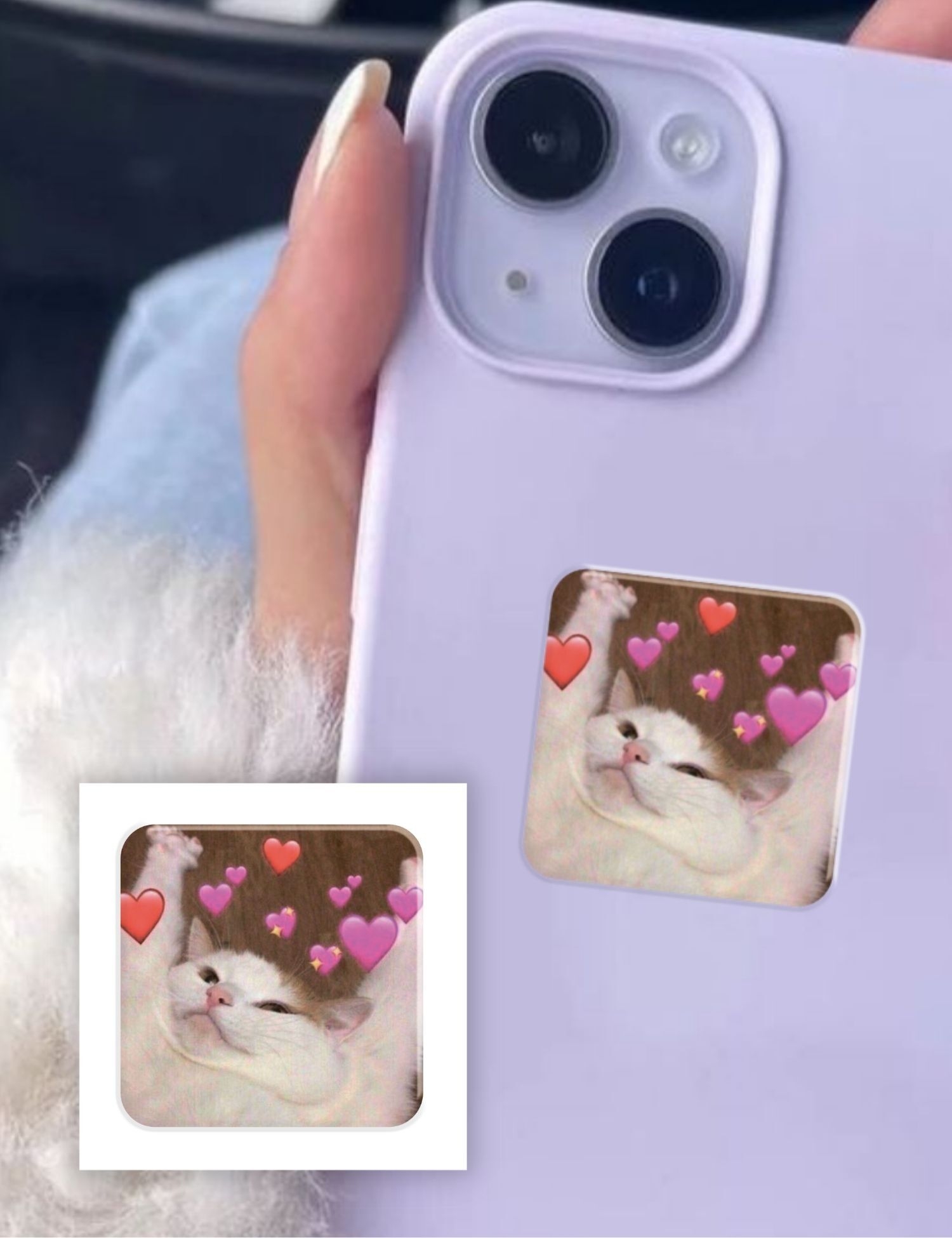 Картинка Об'ємна наліпка "Cat love"