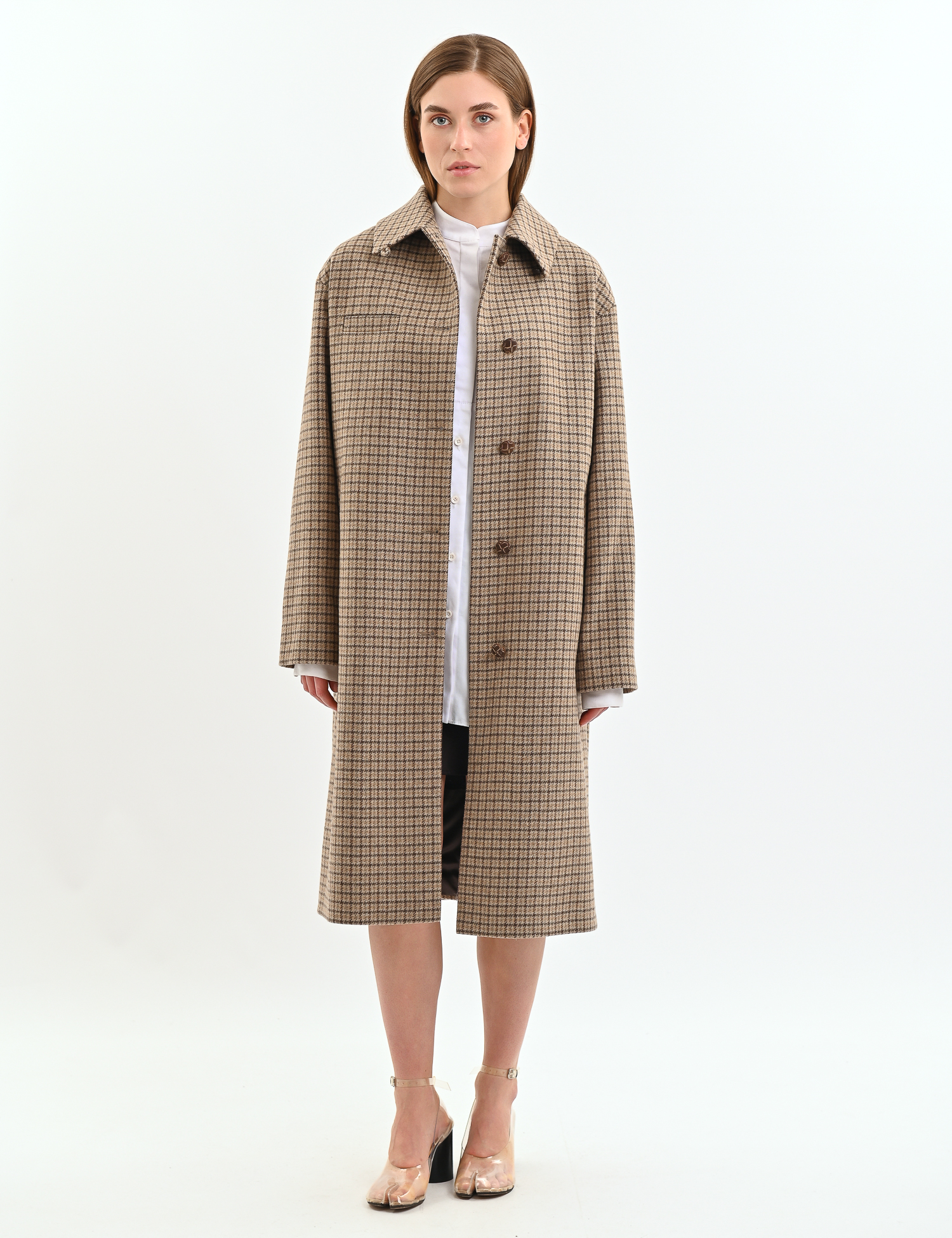 Картинка Пальто бежеве комбіноване