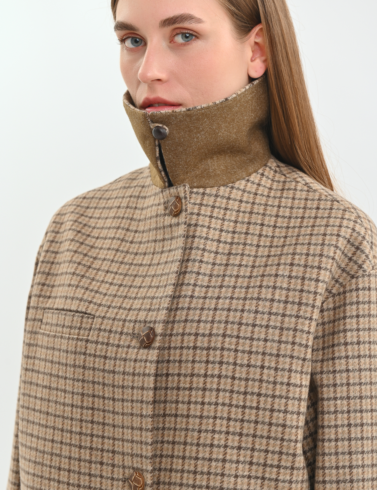 Картинка Пальто бежеве комбіноване