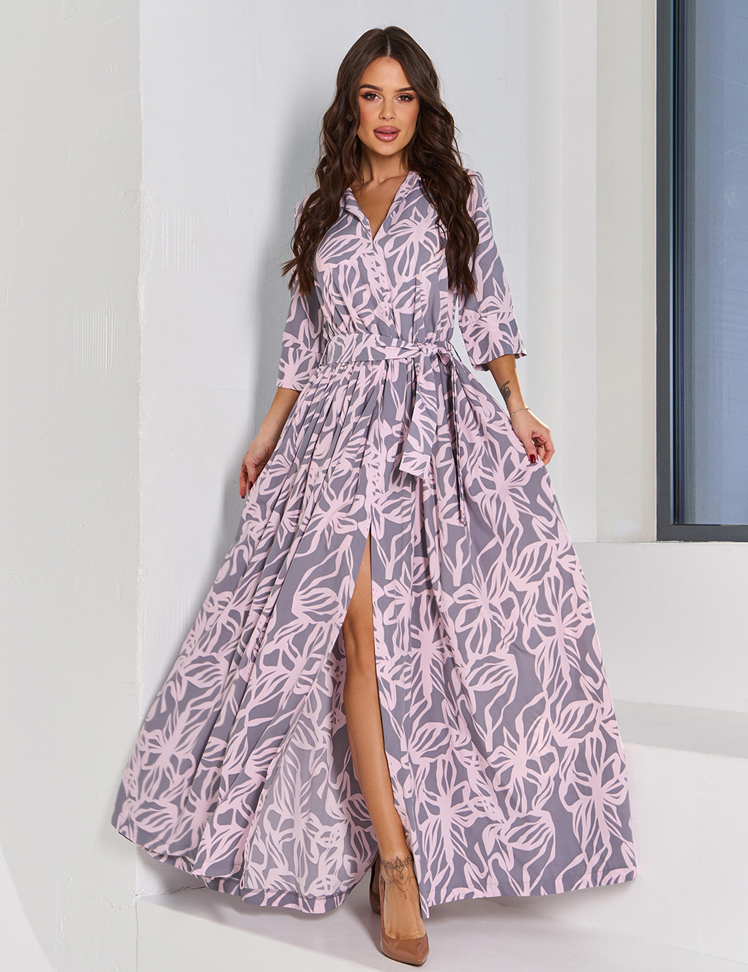 Картинка Сукня максі сіра з принтом