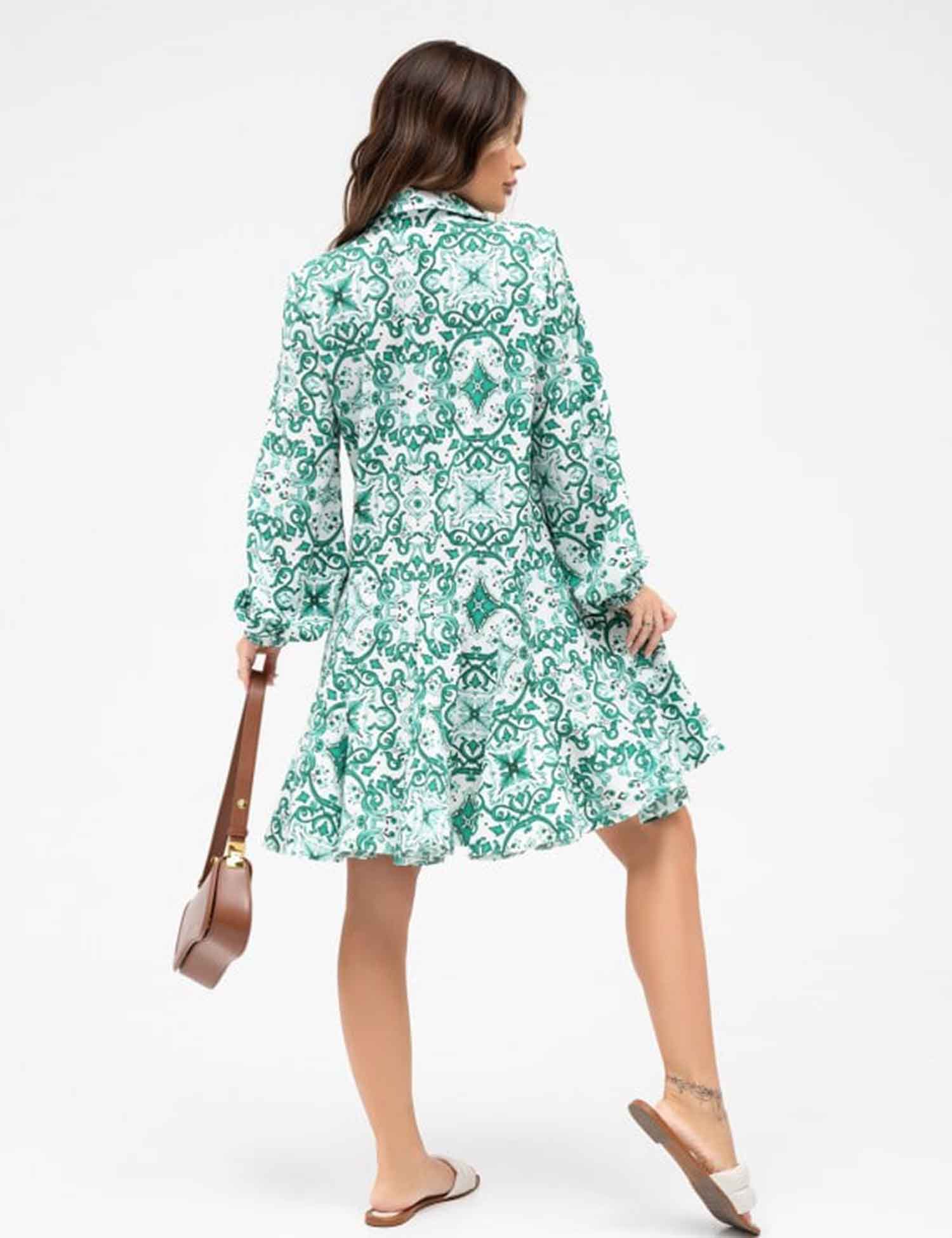 Картинка Сукня міні зелена з принтом