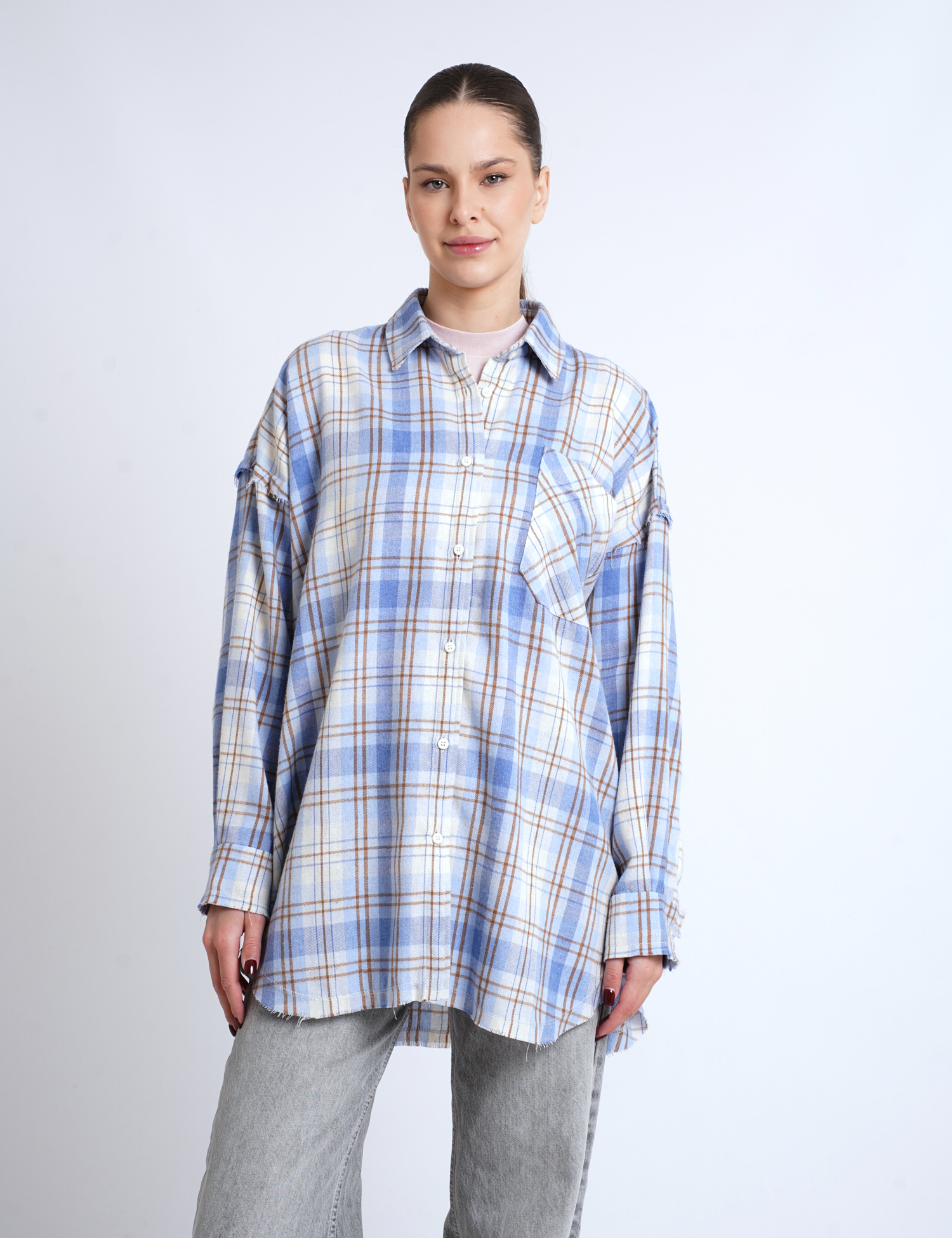 Картинка Сорочка в клітинку блакитна
