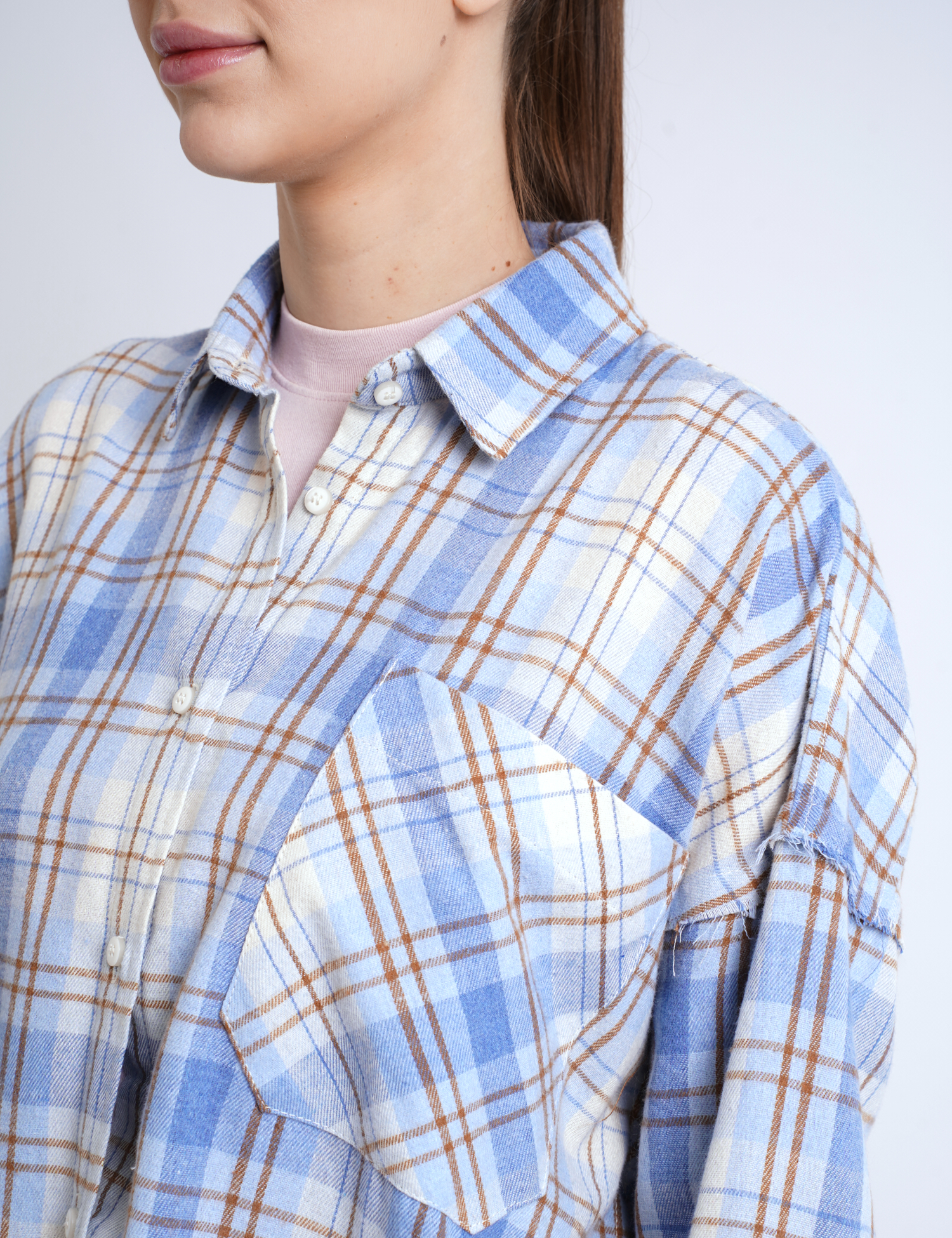 Картинка Сорочка в клітинку блакитна