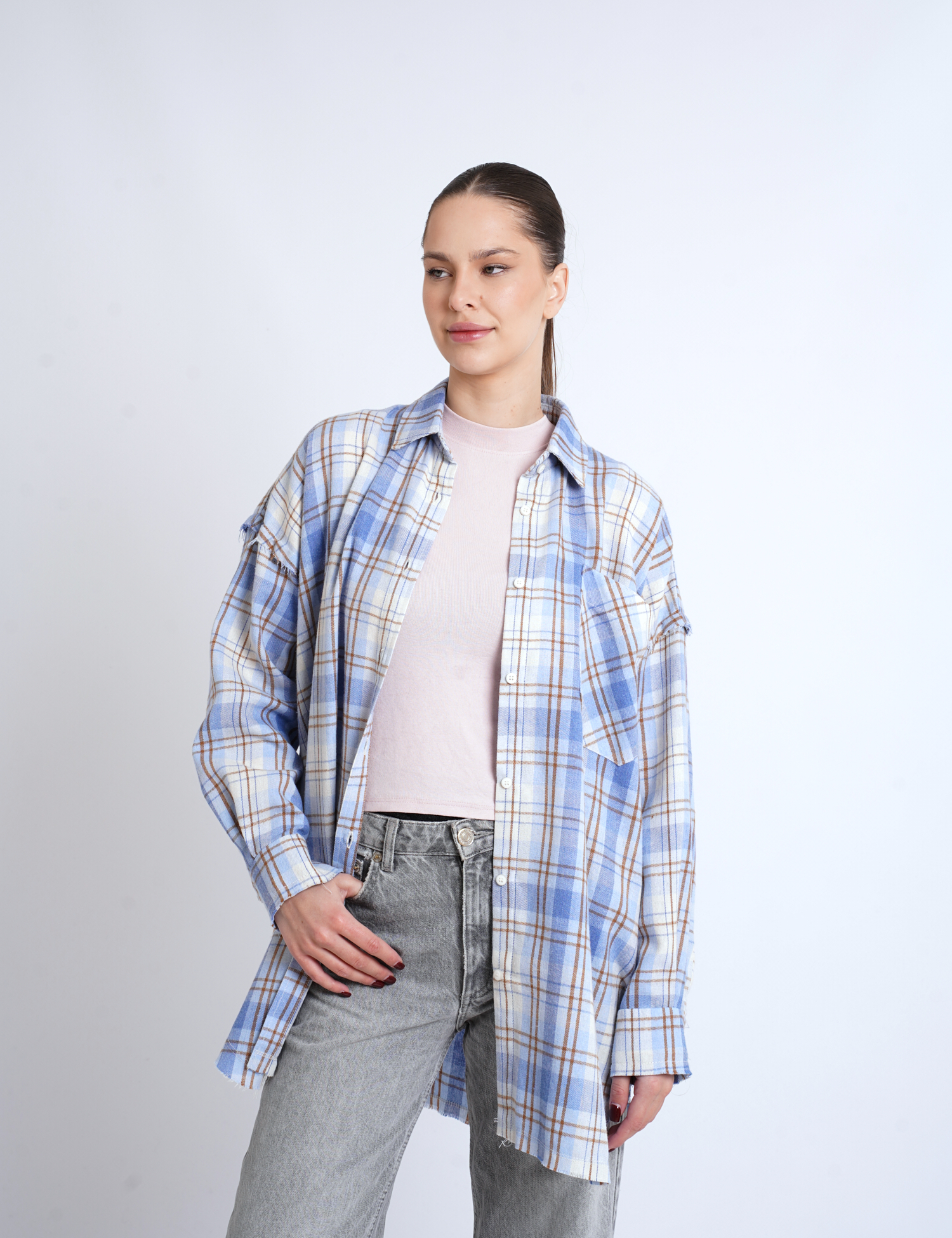 Картинка Сорочка в клітинку блакитна