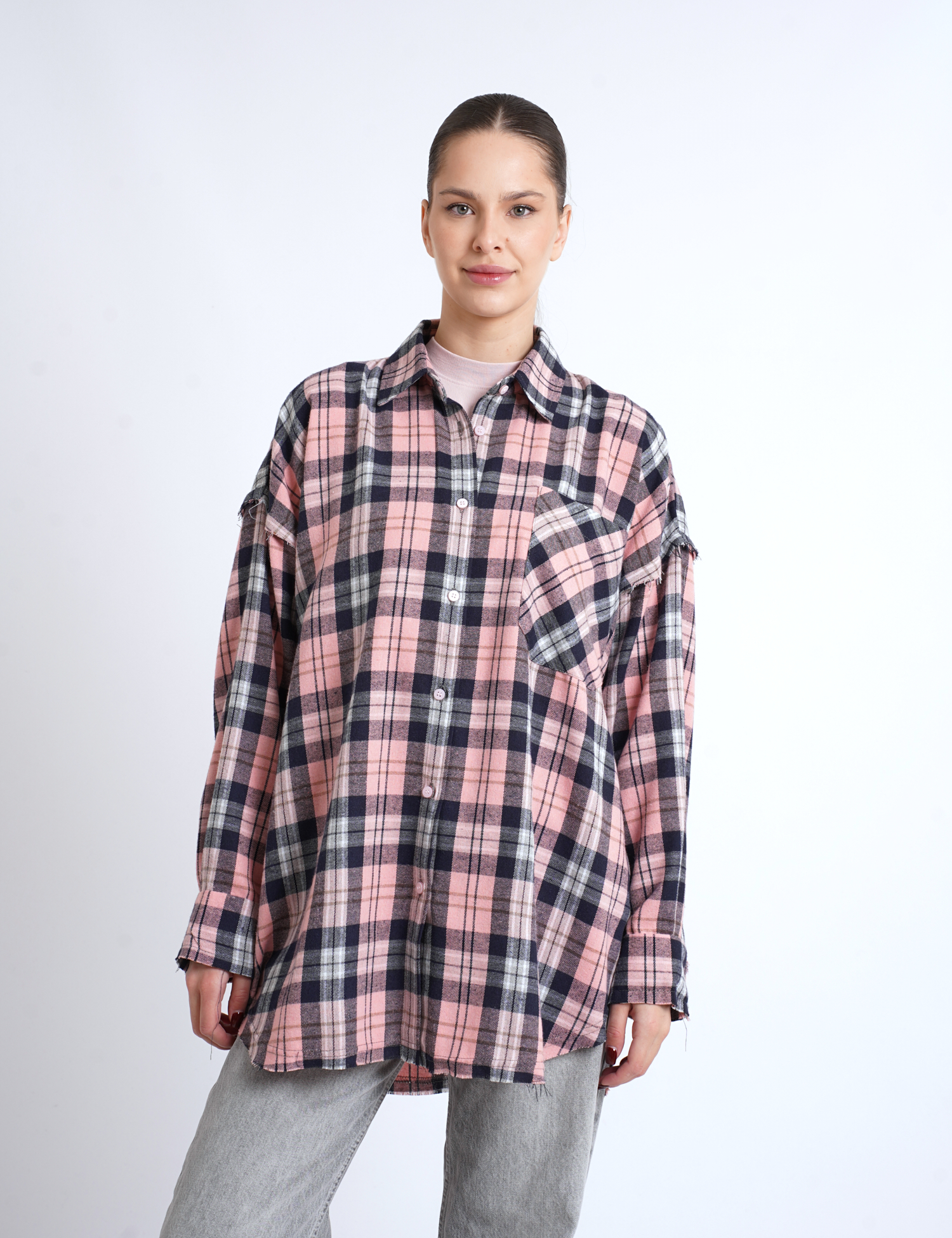 Картинка Сорочка рожева картата