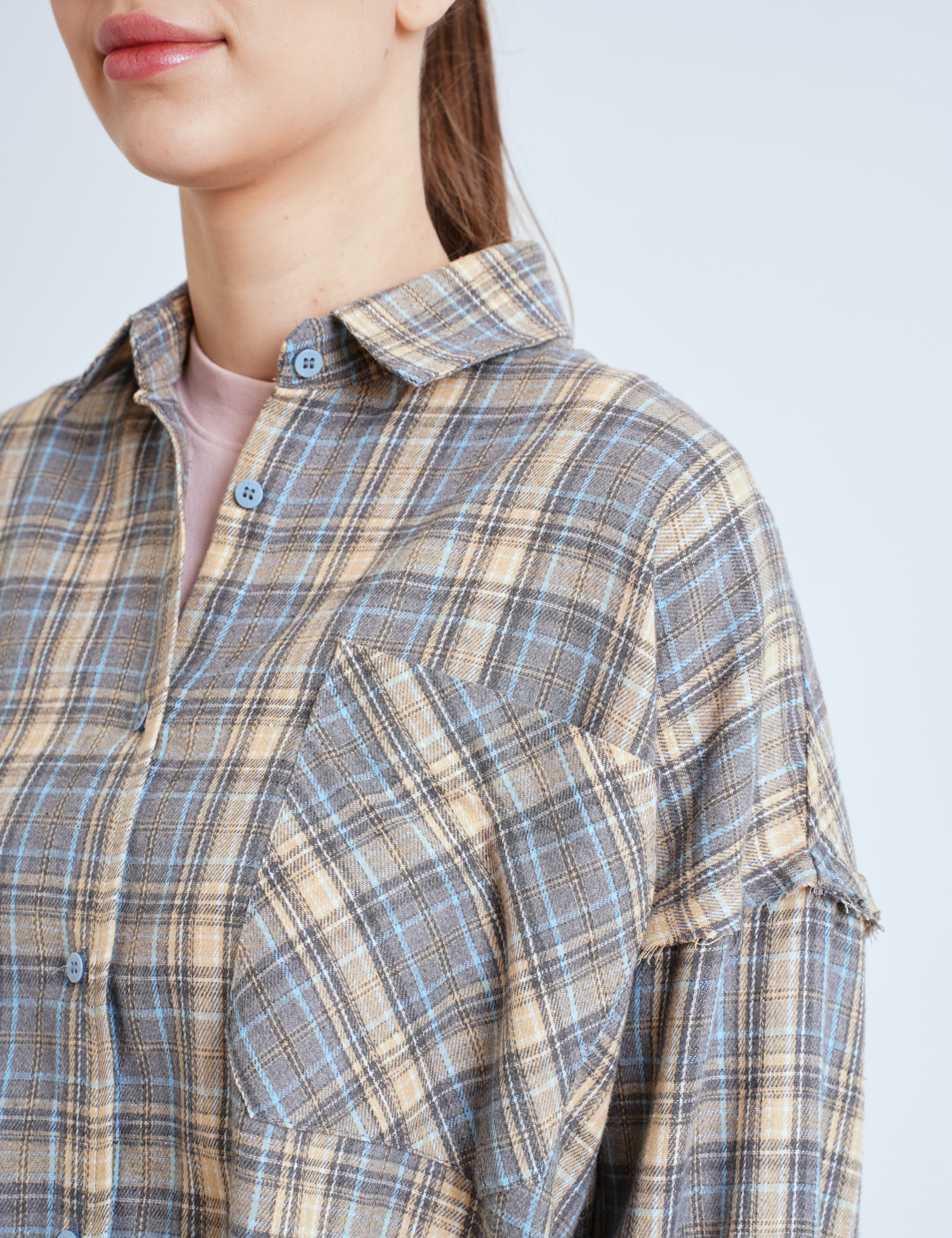 Картинка Сорочка сіро-юлакитна картата