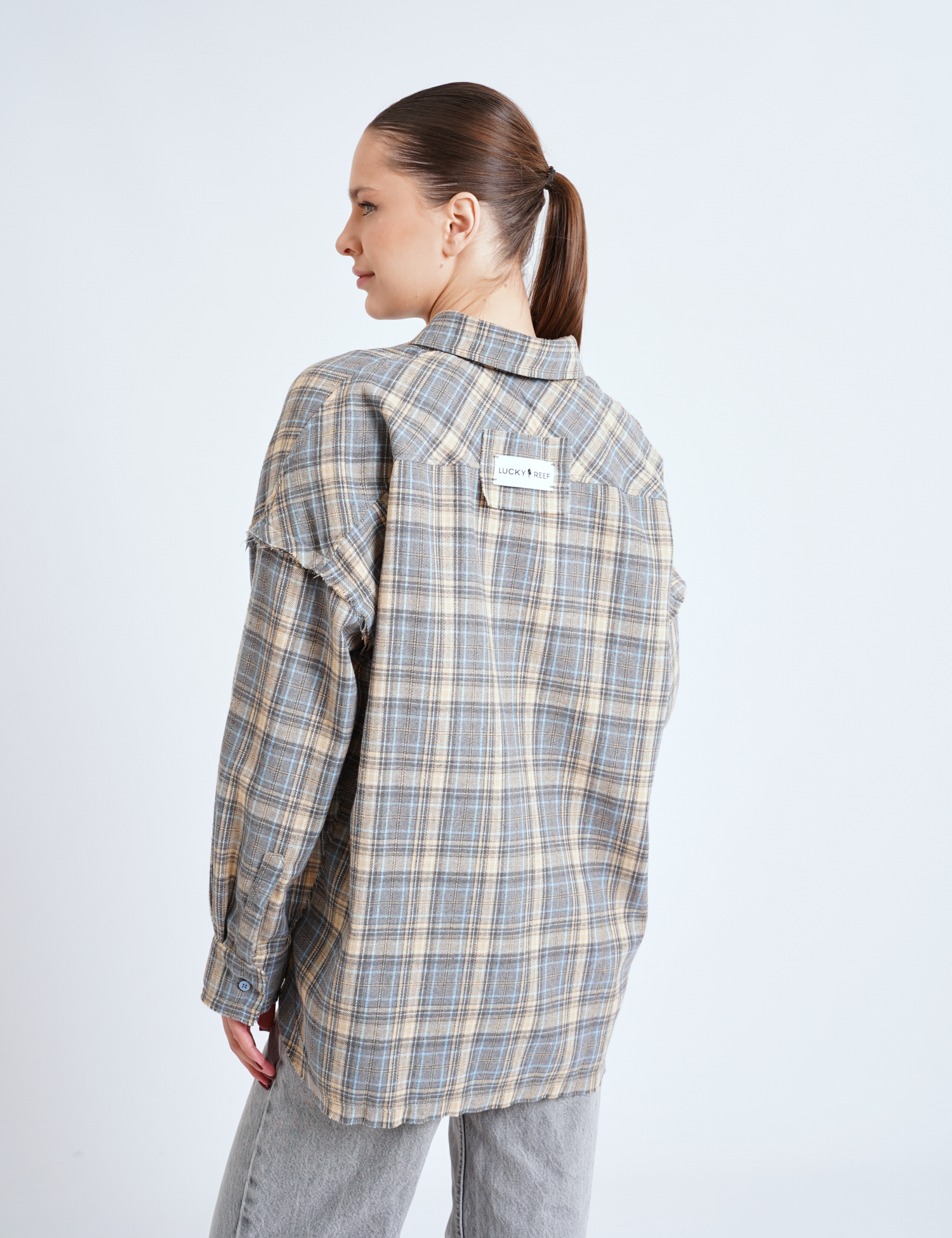 Картинка Сорочка сіро-юлакитна картата