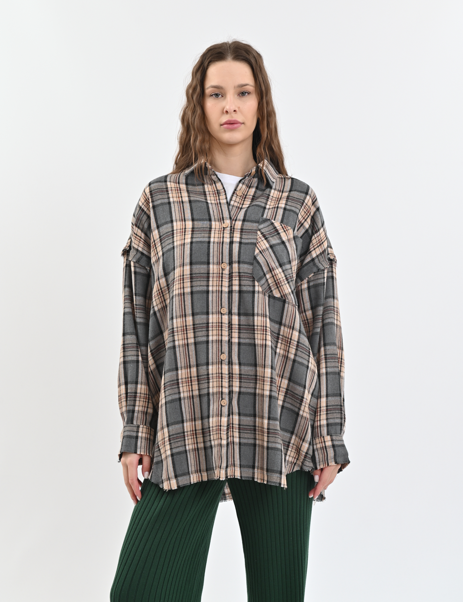 Картинка Сорочка бежева картата