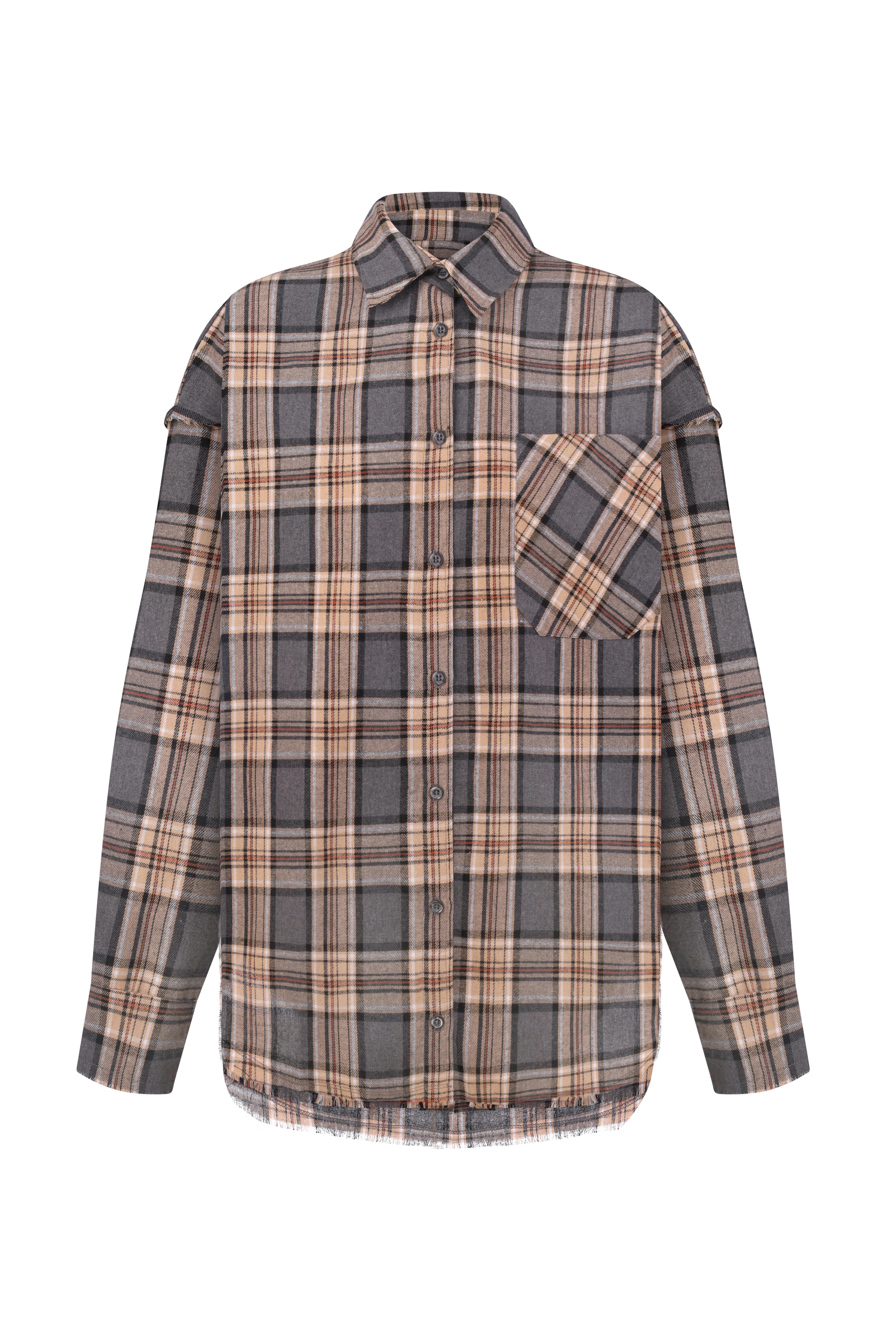 Картинка Сорочка бежева картата