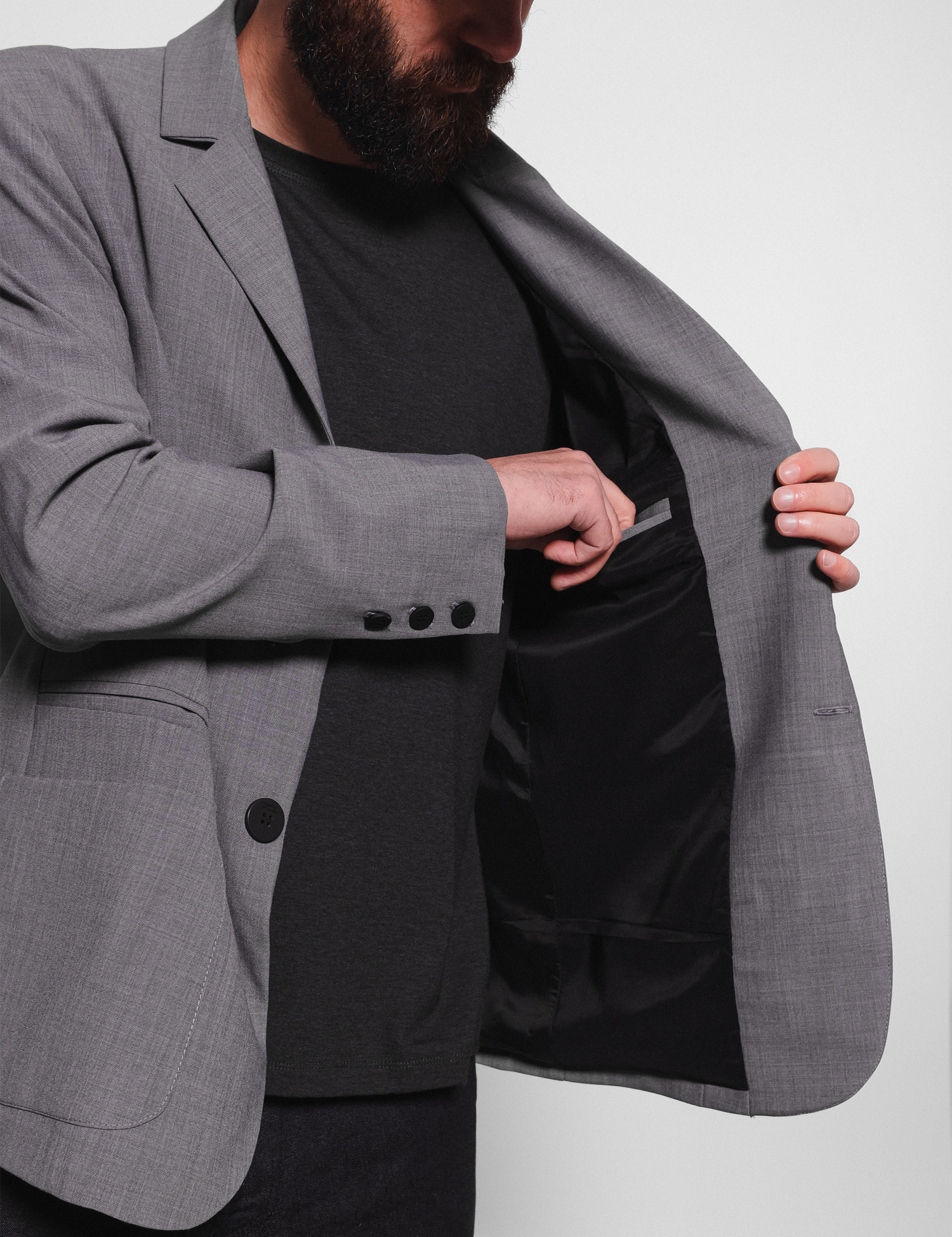 Картинка Піджак чоловічий однобортний світло-сірий