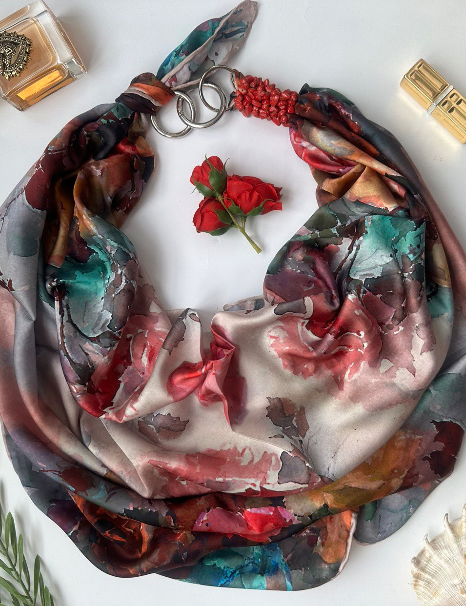 Картинка Дизайнерська хустка My Scarf "Сад кохання" 90 на 90 см