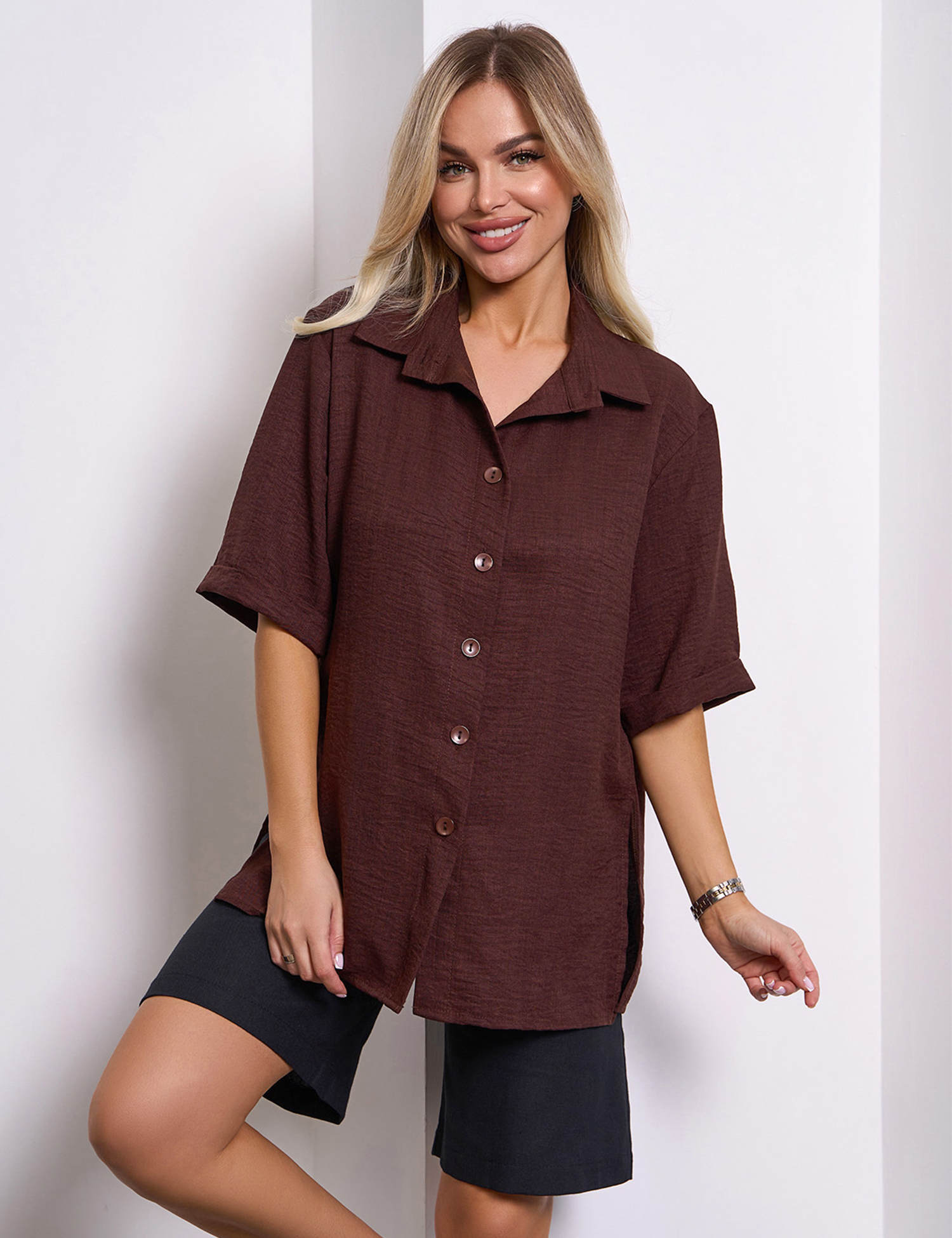 Картинка Сорочка темно-коричнева 