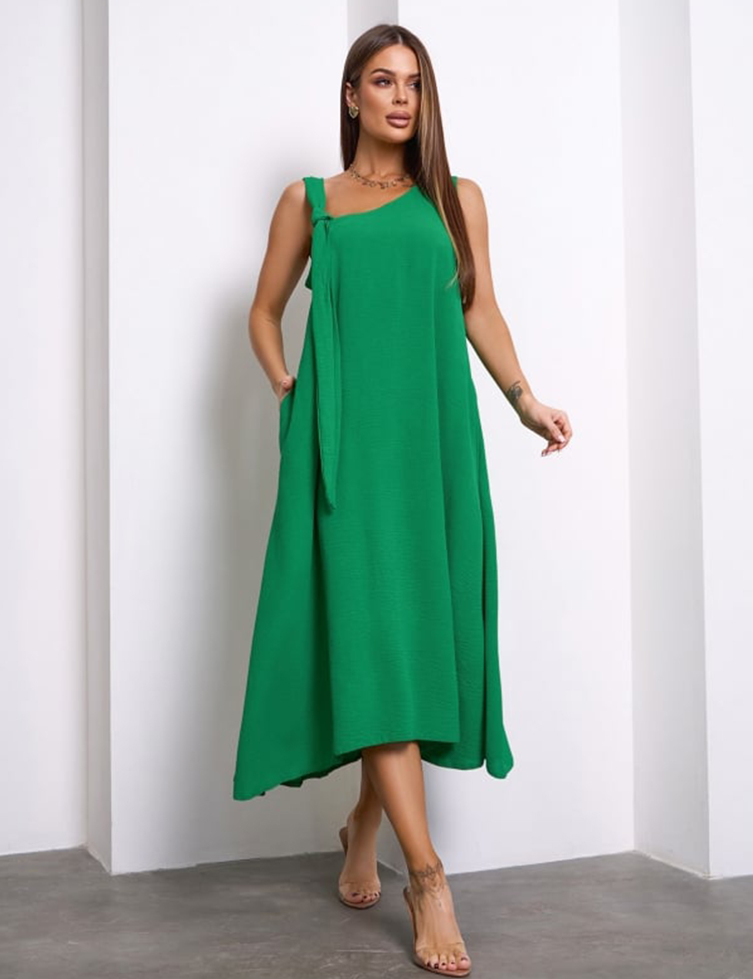 Картинка Сарафан міді зелений 